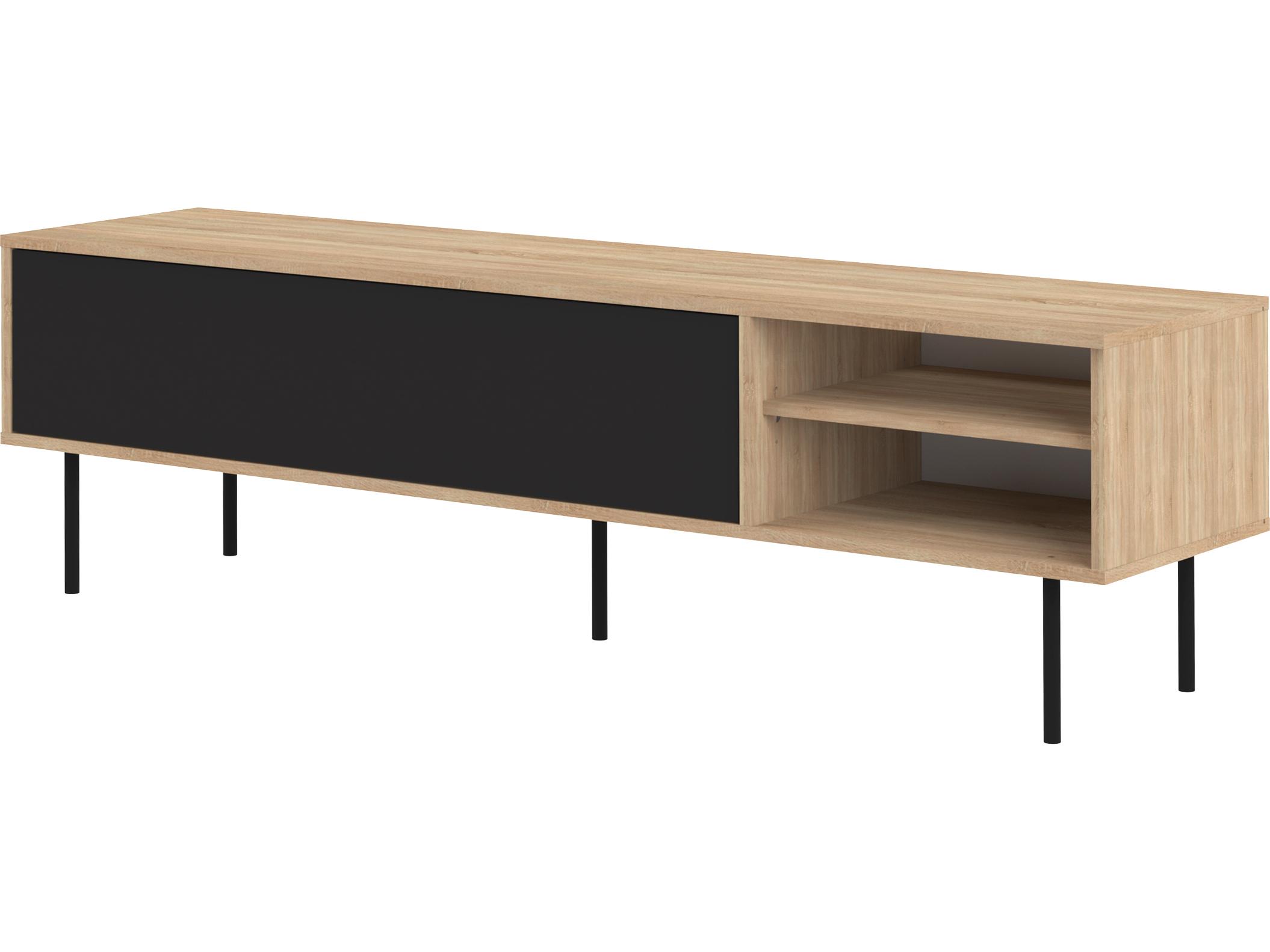 TemaHome Ampere 65" Oak Wood Color Black Media Console