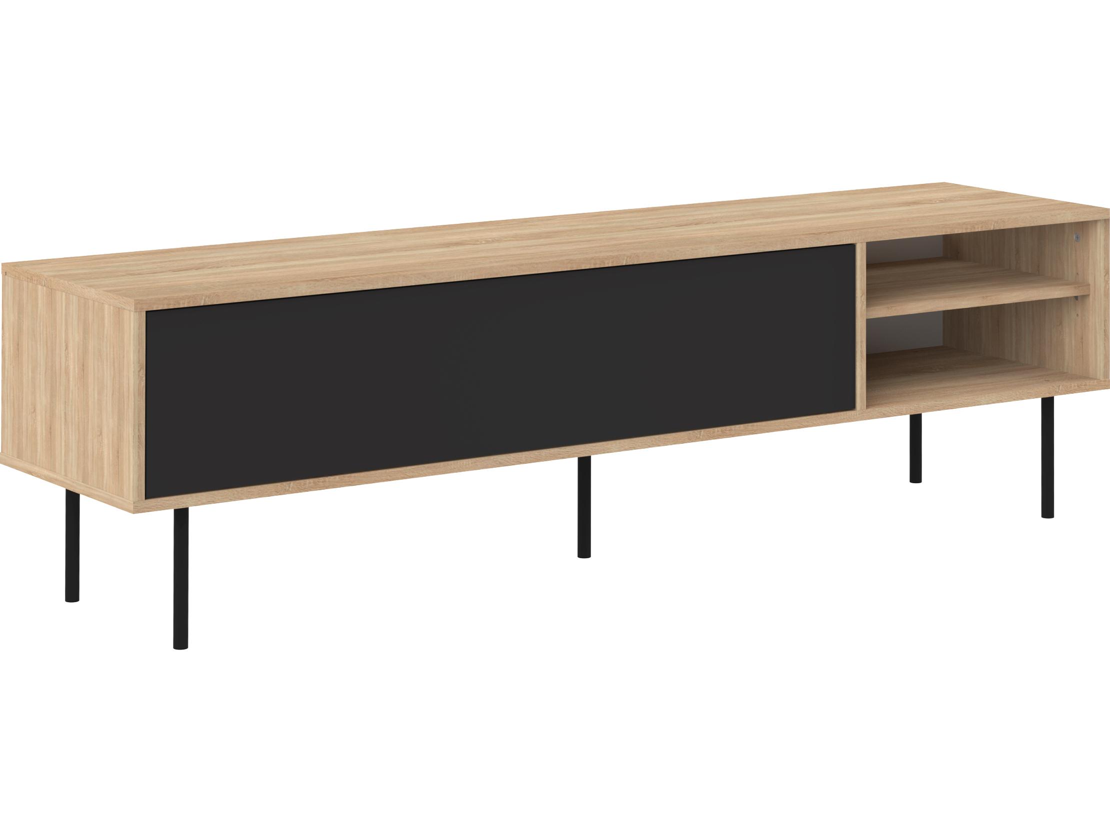 TemaHome Ampere 65" Oak Wood Color Black Media Console