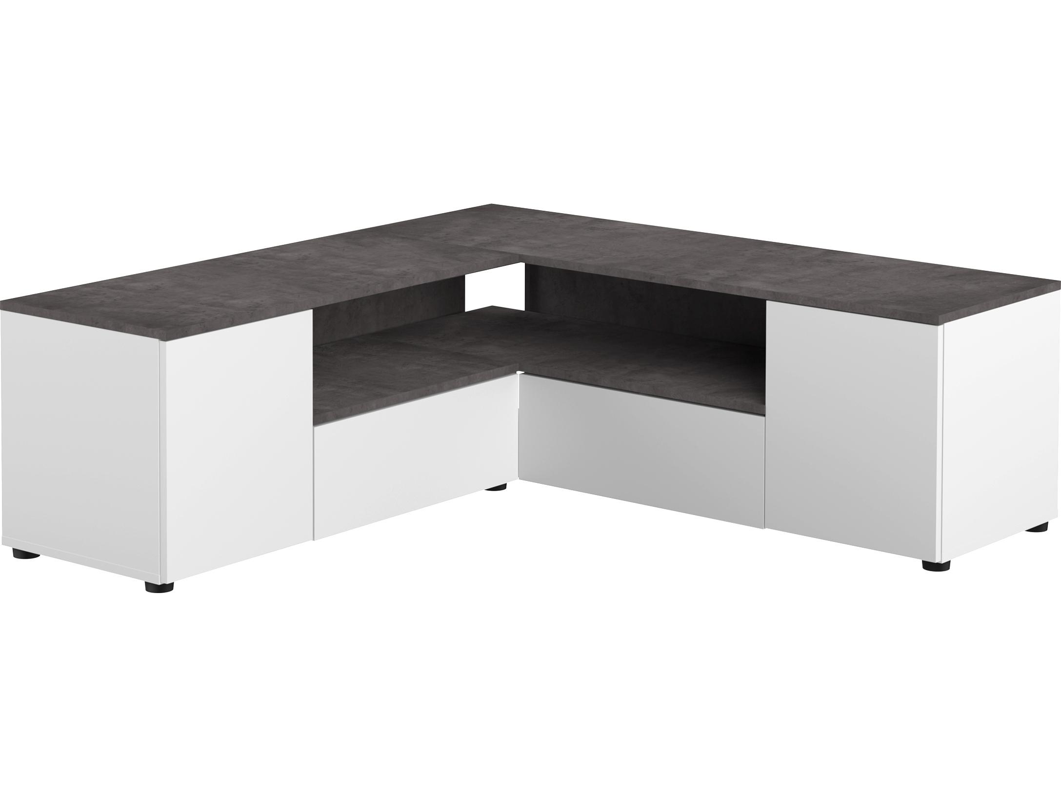 TemaHome Angle 51" White Concrete Look Media Console