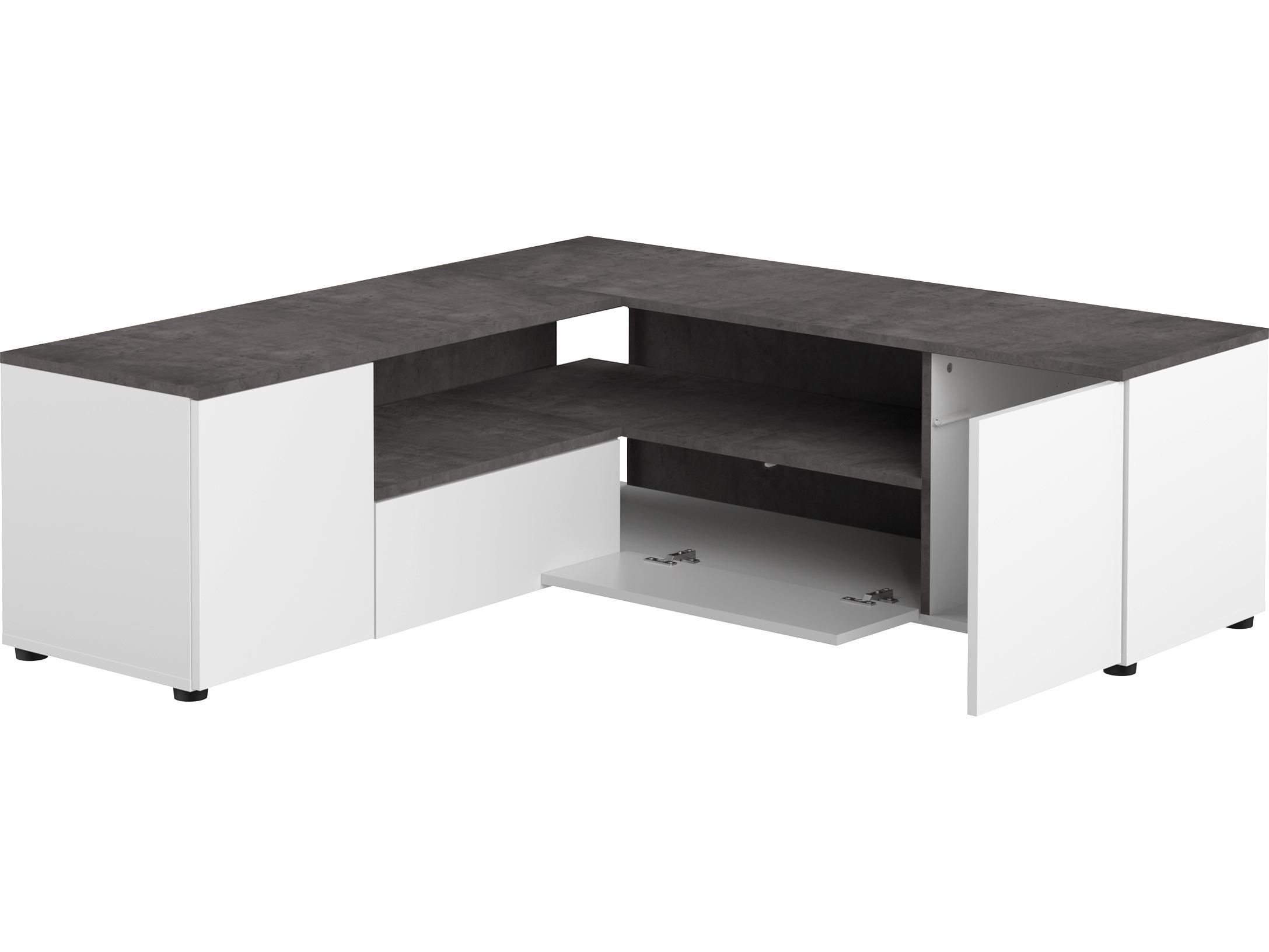 TemaHome Angle 51" White Concrete Look Media Console