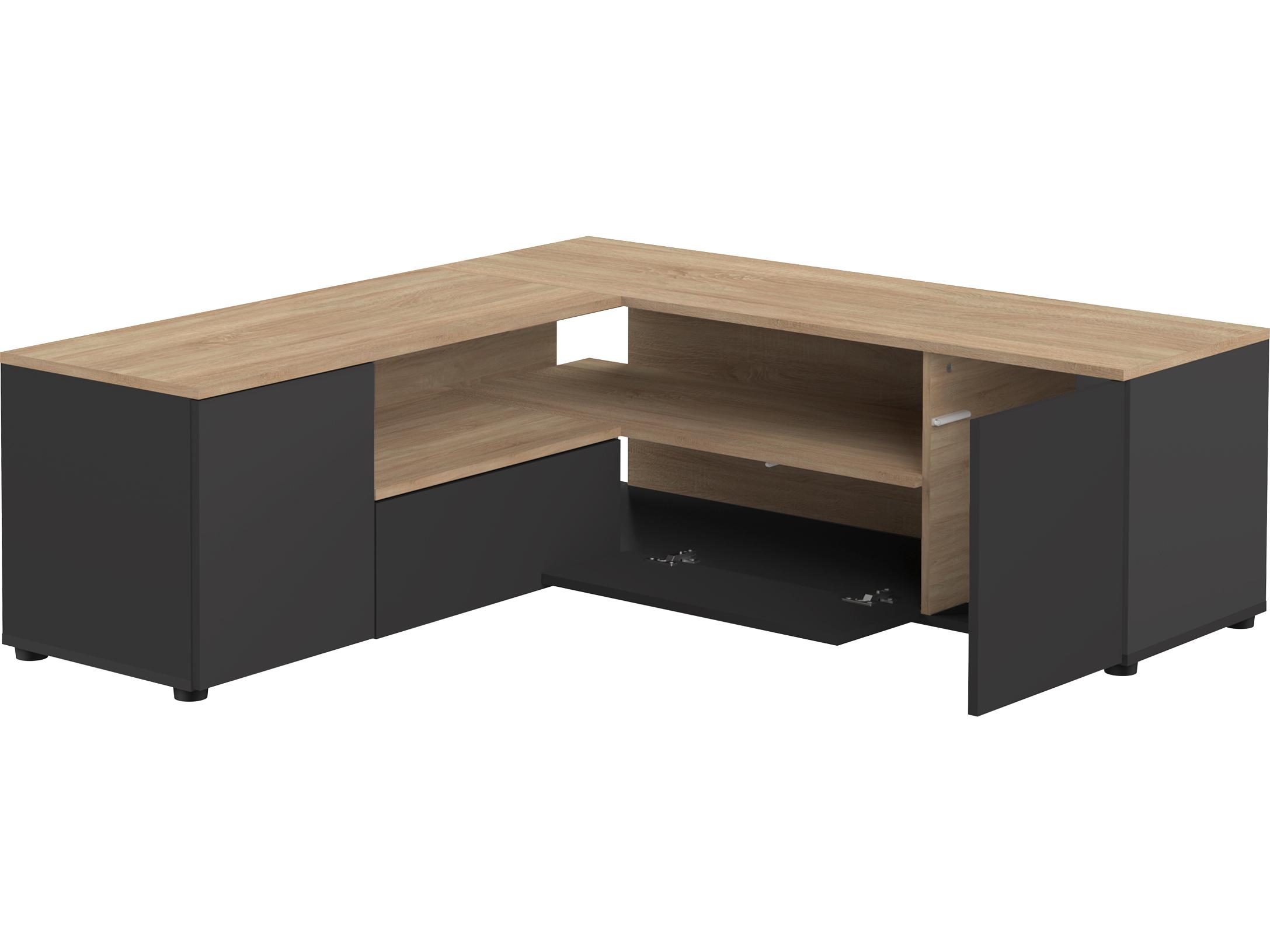 TemaHome Angle 51" Oak Wood Black Color Media Console