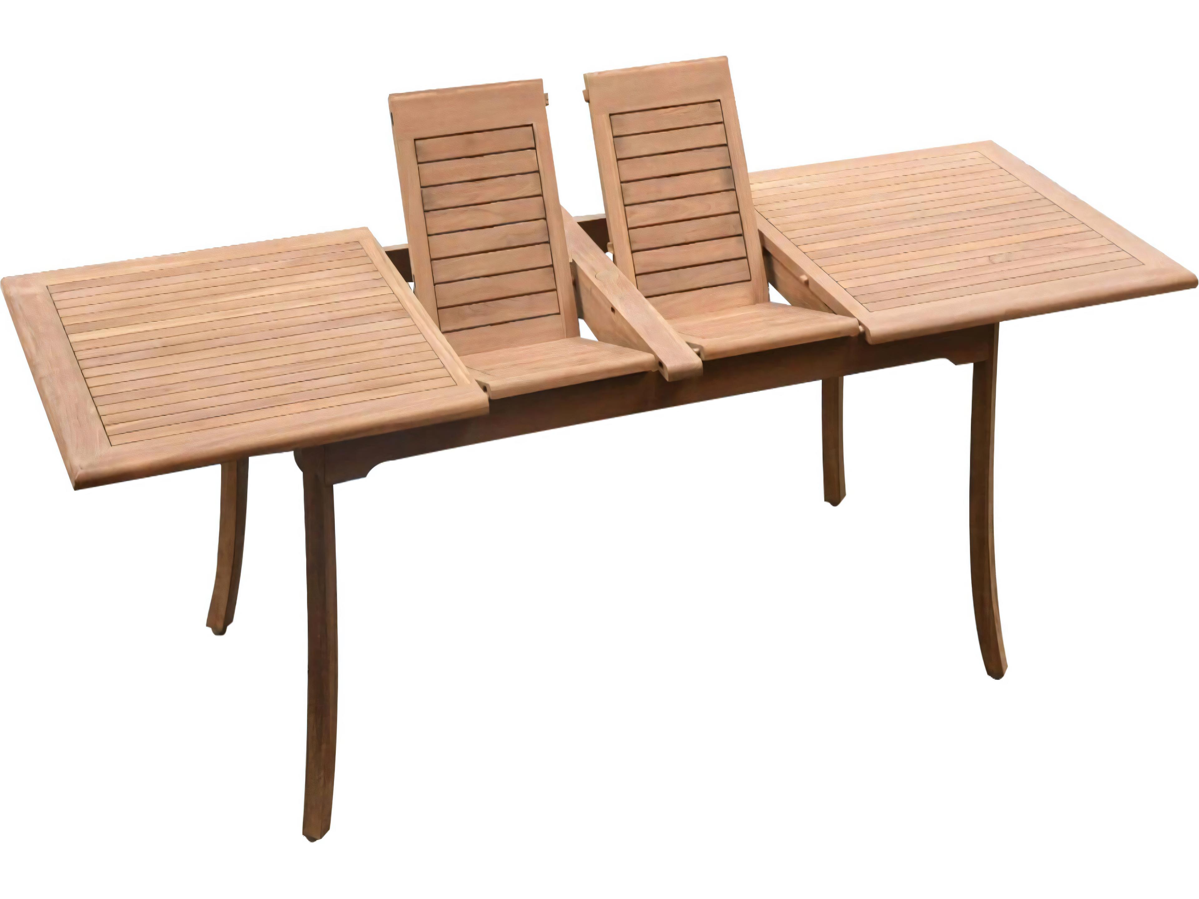 Teak Smith 117" Double Extension Rectangular Dining Table with Umbrella Hole