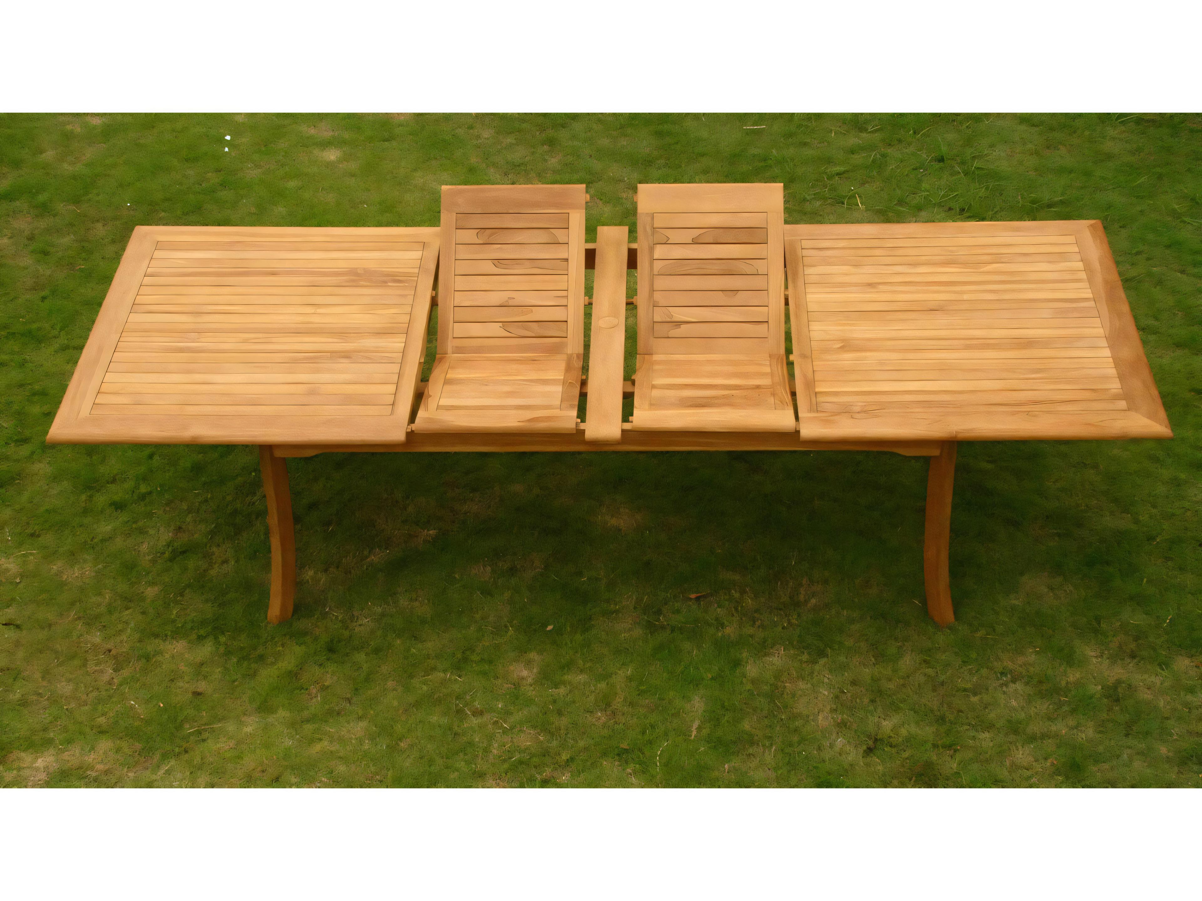 Teak Smith 117" Double Extension Rectangular Dining Table with Umbrella Hole