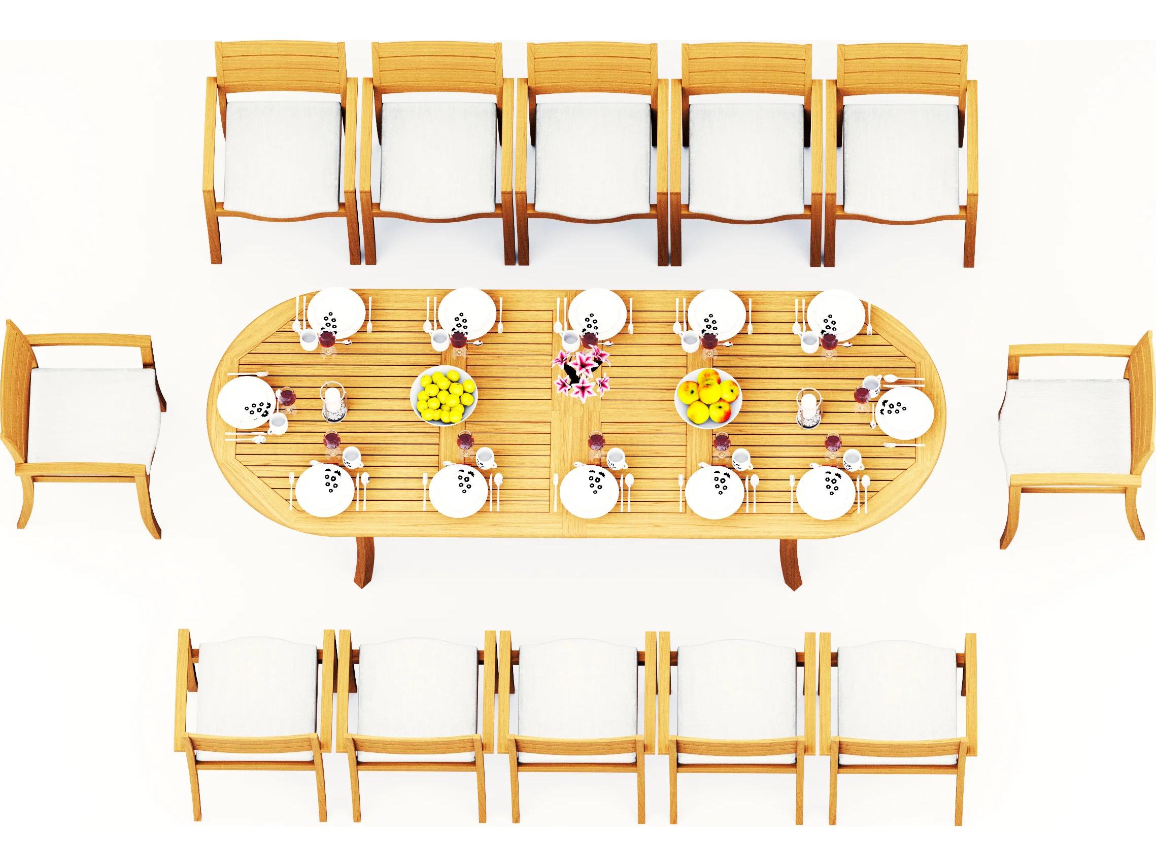 Teak Smith 13 Pieces 117" Large Double Oval Dining Set