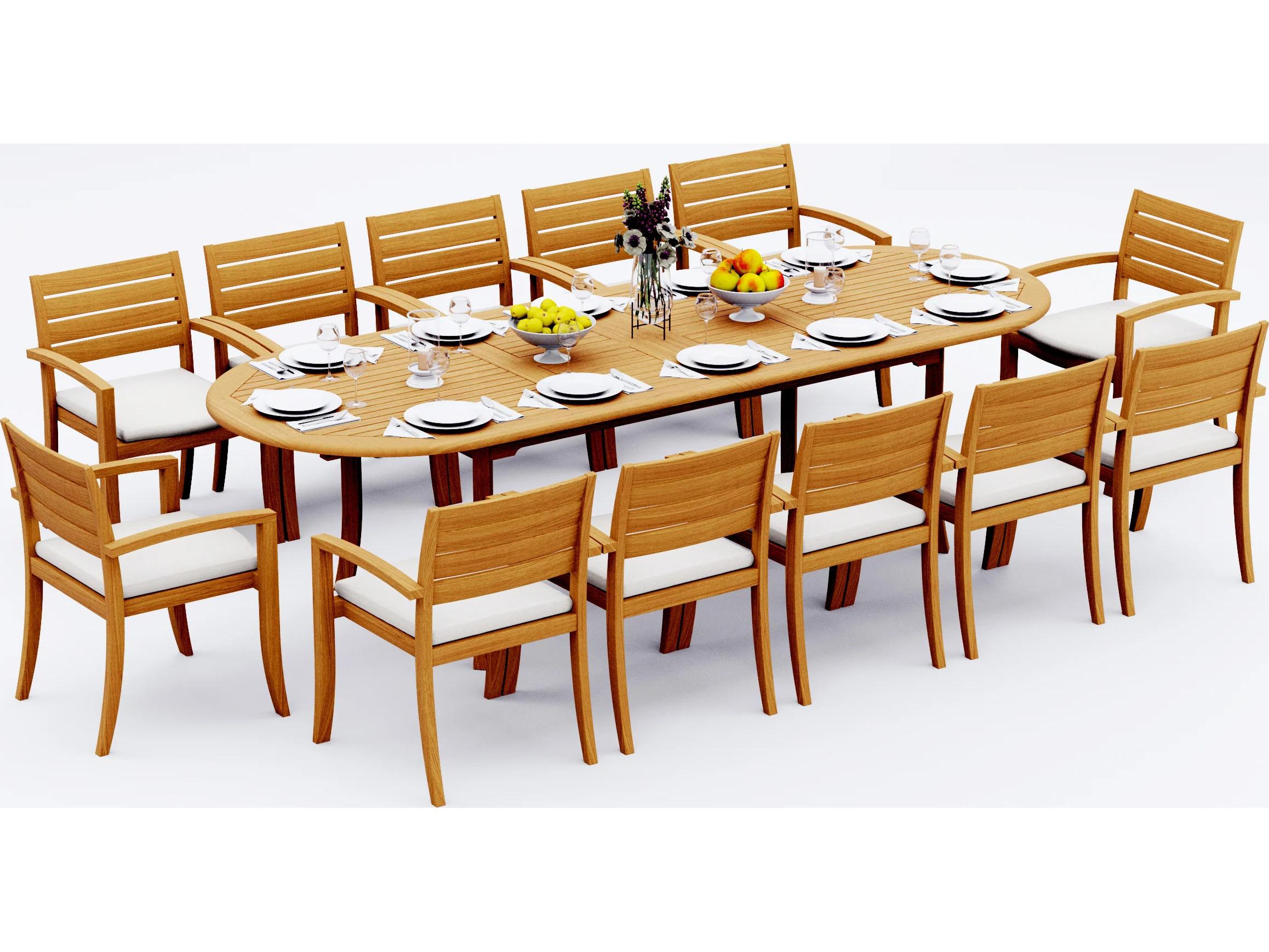Teak Smith 13 Pieces 117" Large Double Oval Dining Set