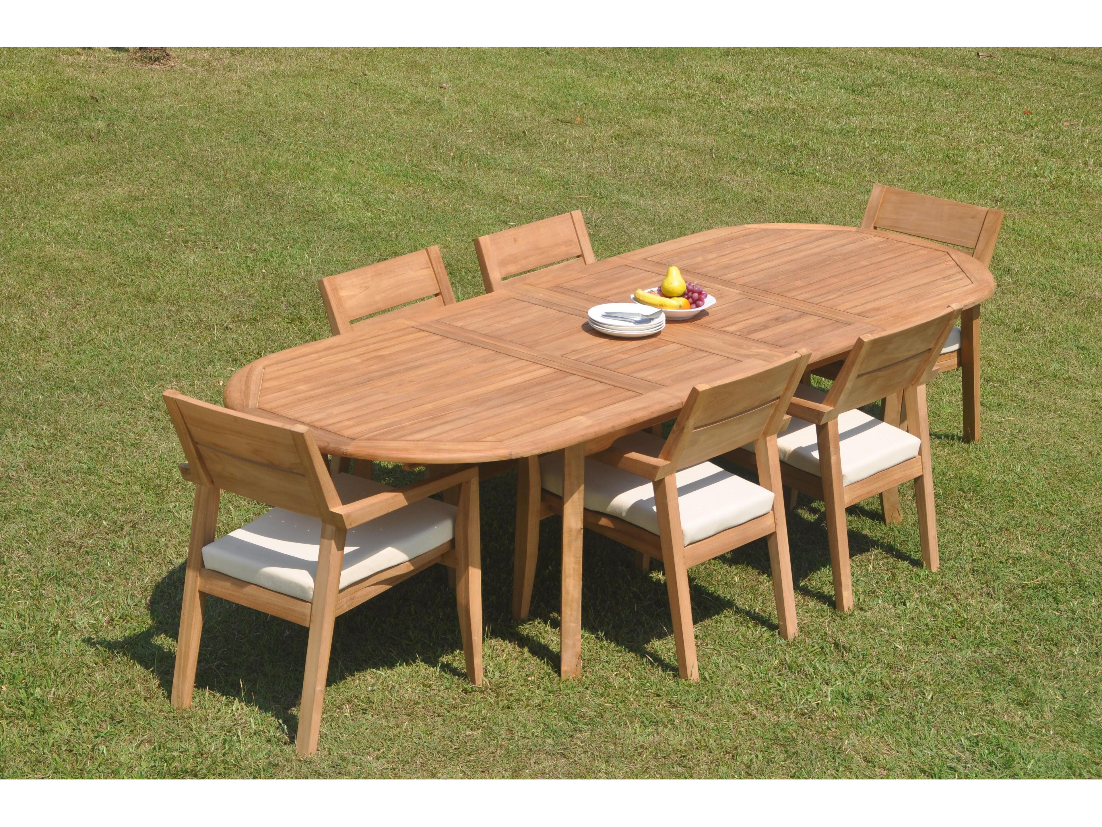 Teak Smith 6 Pieces 117" Large Double Oval Dining Set
