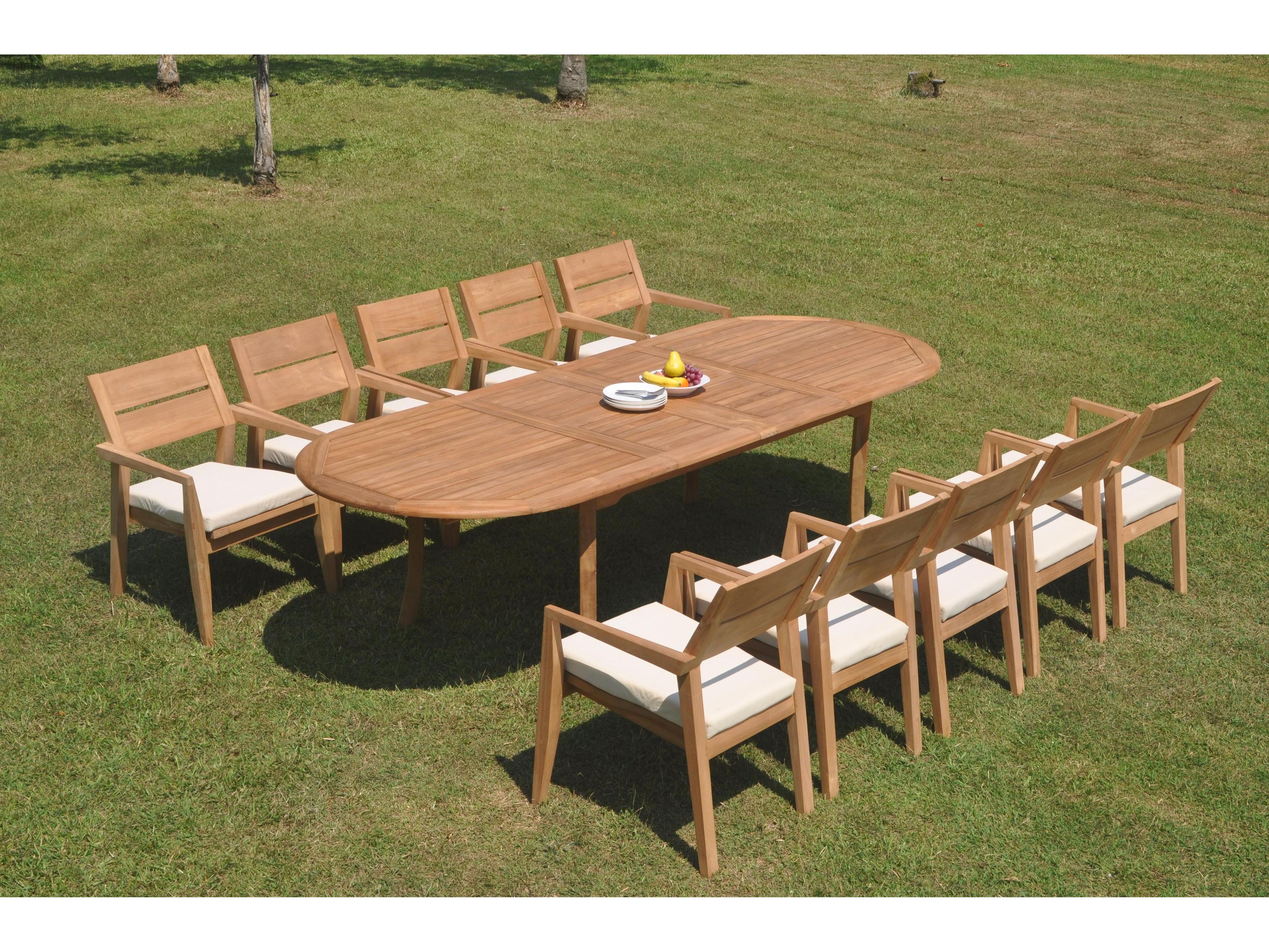Teak Smith 11 Pieces 117" Large Double Oval Dining Set
