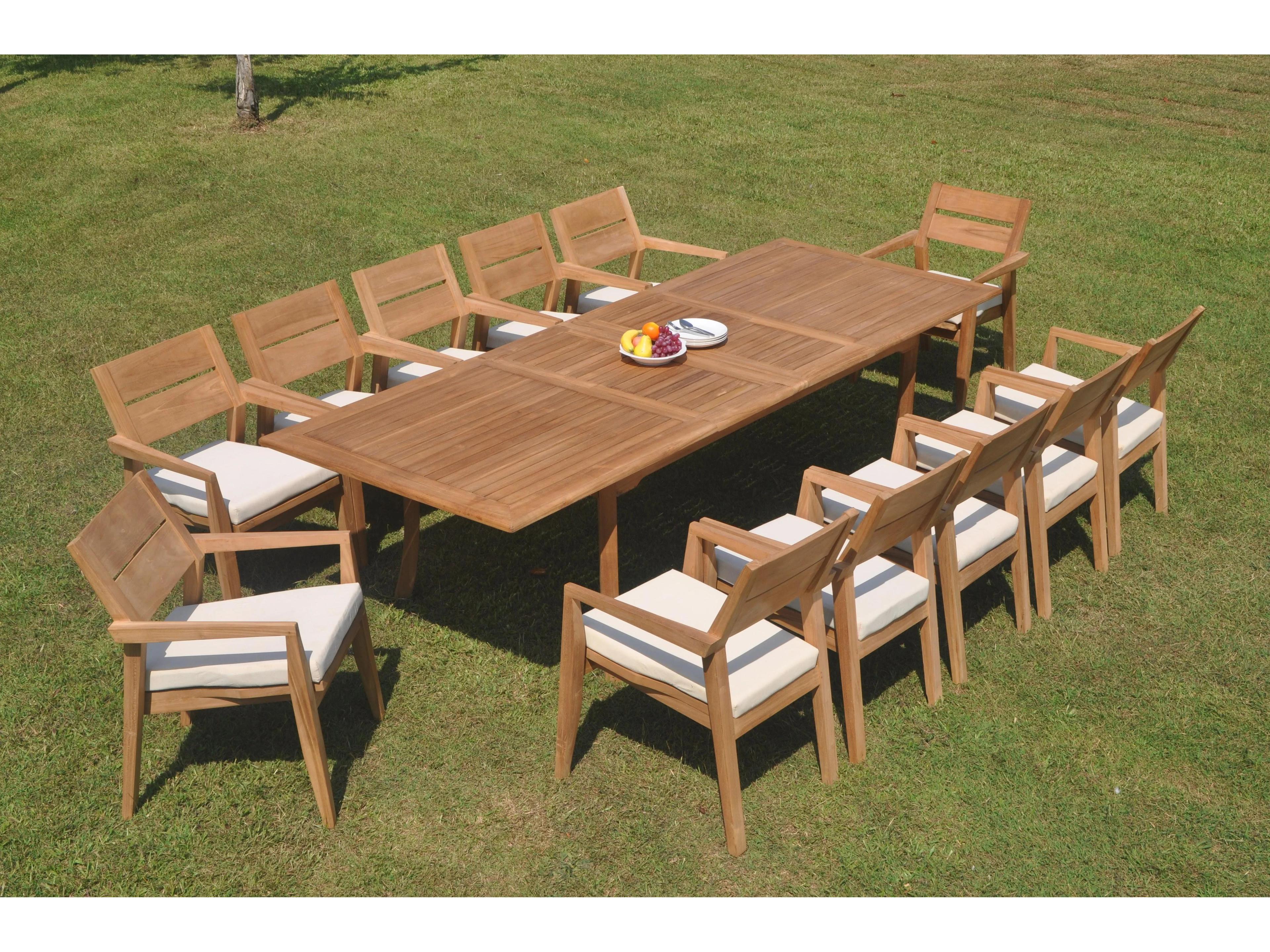 Teak Smith 13 Pieces 117" Double Extension Rectangular Dining Set