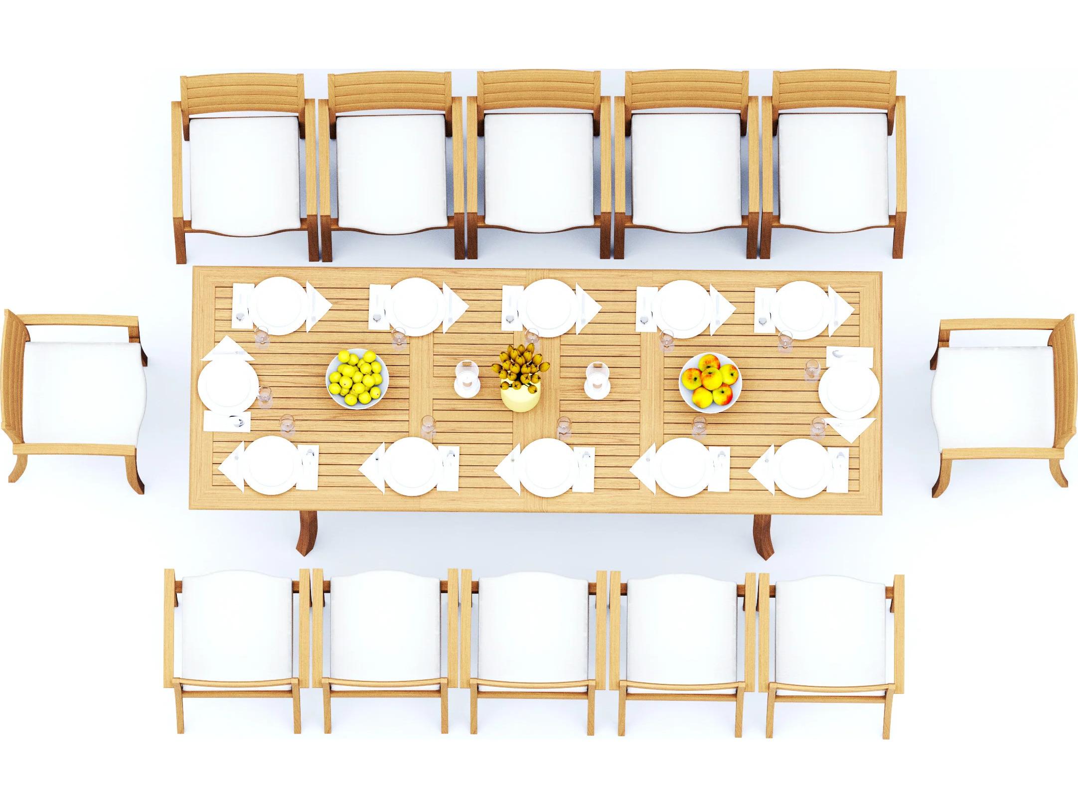 Teak Smith 13 Pieces 117" Double Extension Rectangular Dining Set