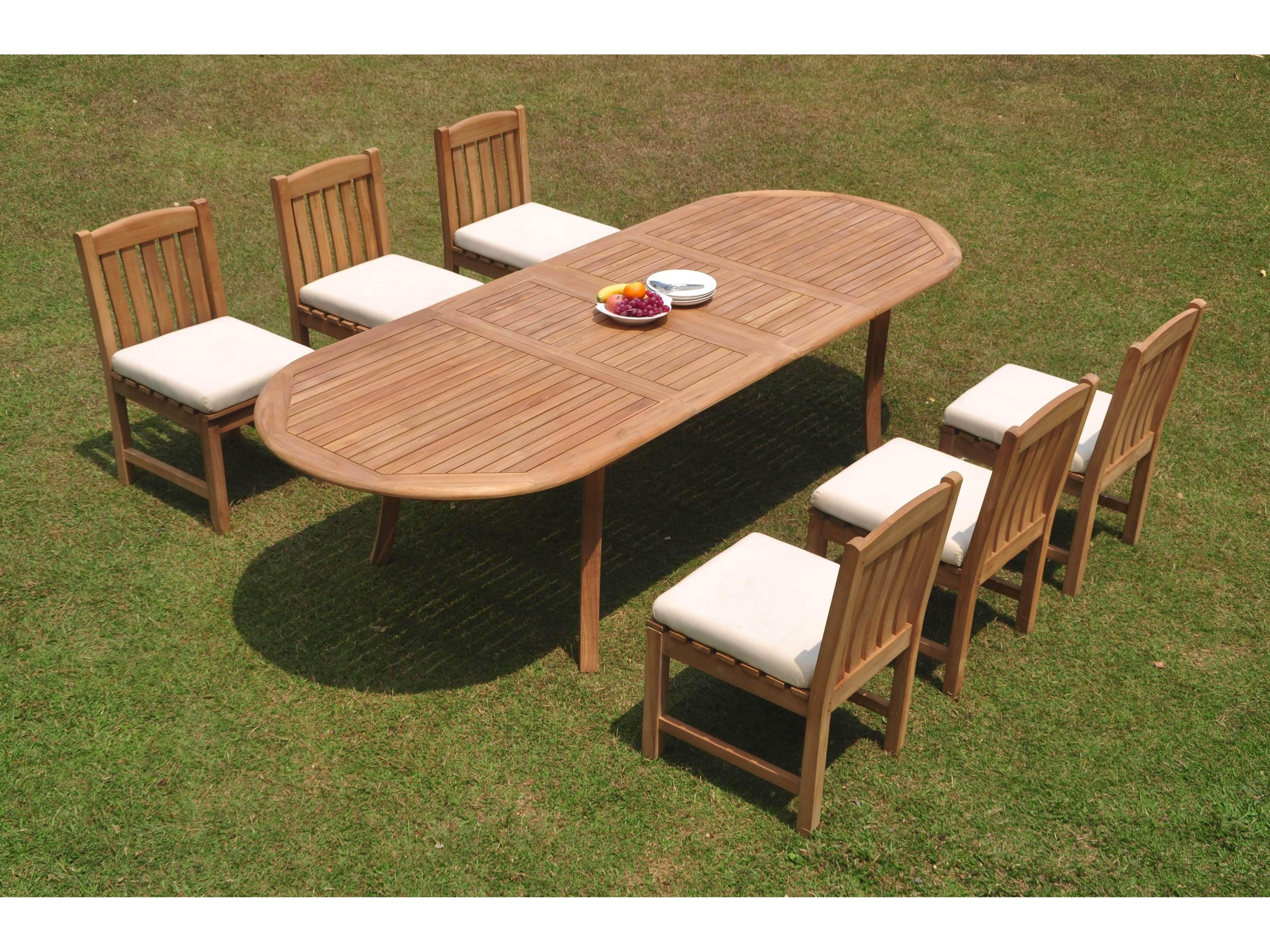 Teak Smith 7 Pieces 117" Large Double Oval Dining Set