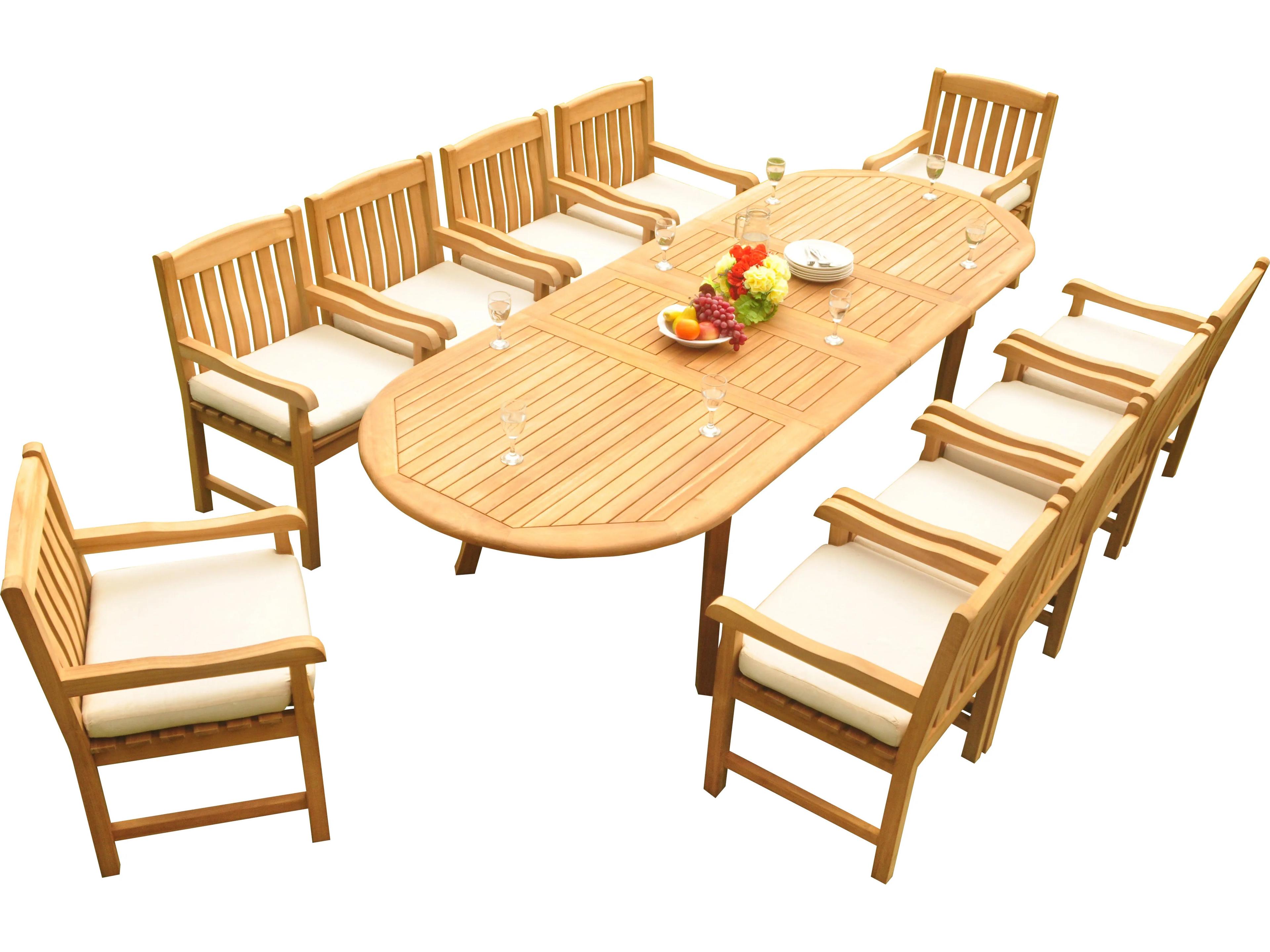 Teak Smith 11 Pieces 117" Large Double Oval Dining Set