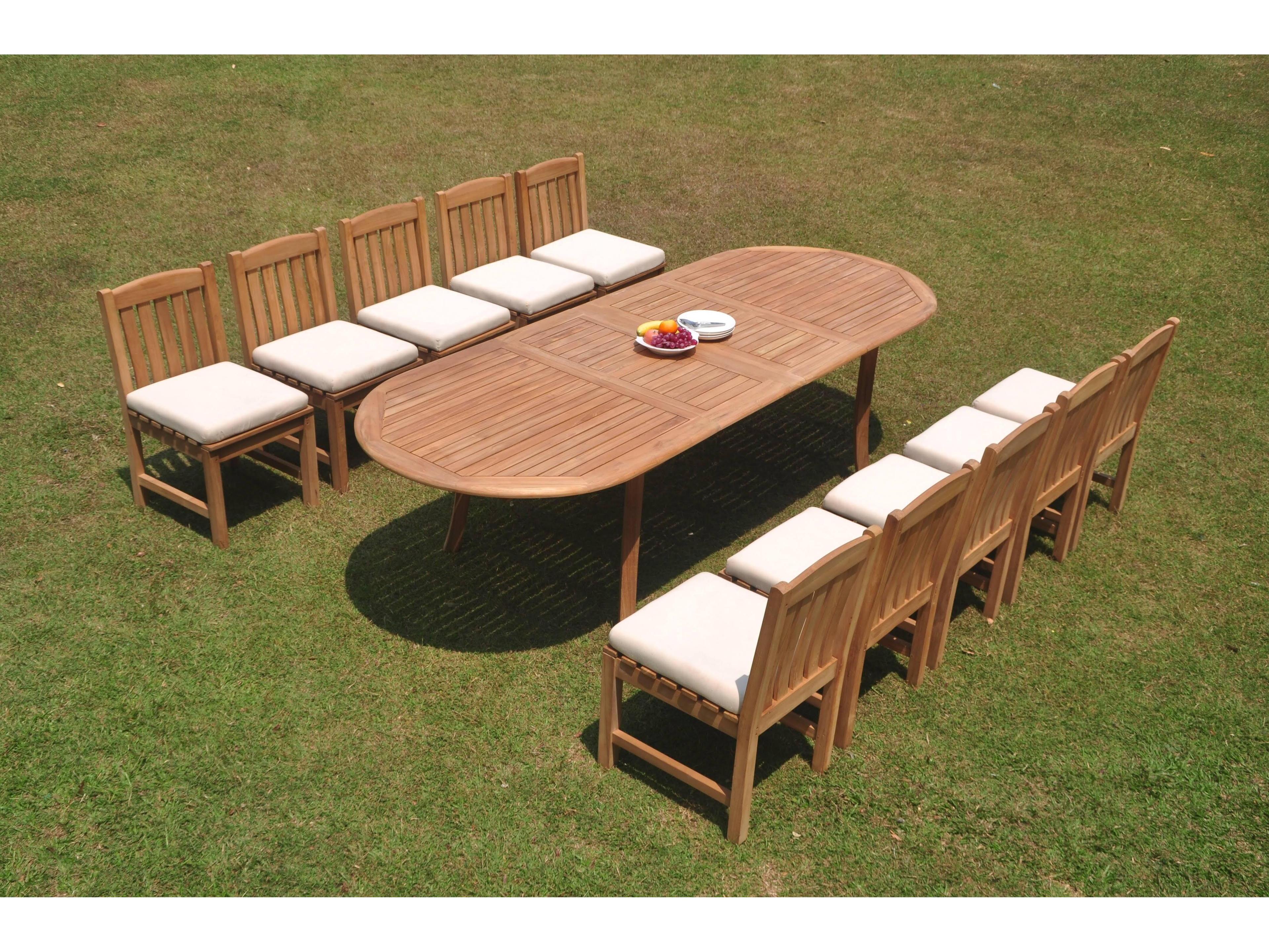 Teak Smith 11 Pieces 117" Large Double Oval Dining Set