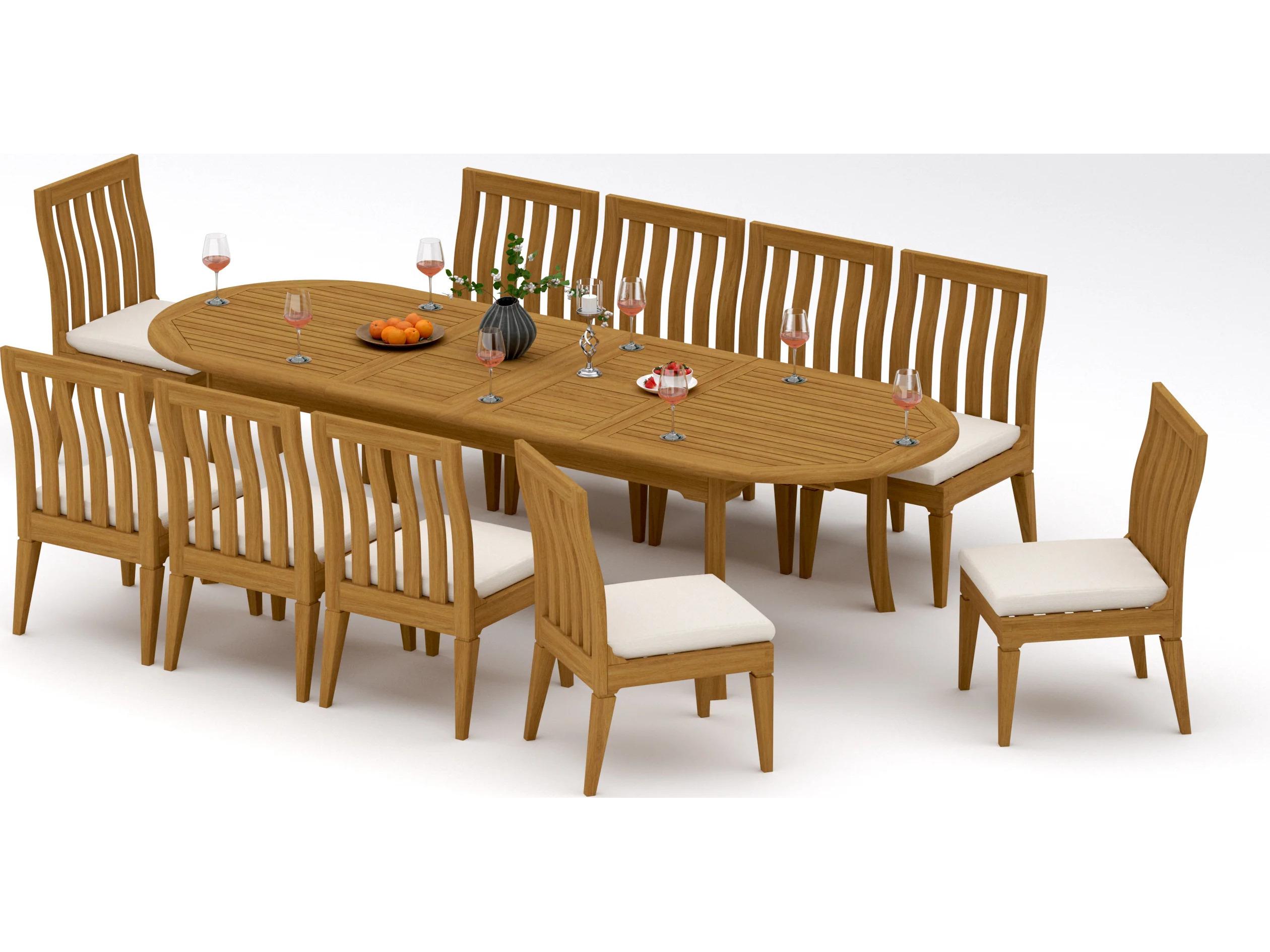 Teak Smith 11 Pieces 117" Large Double Oval Dining Set