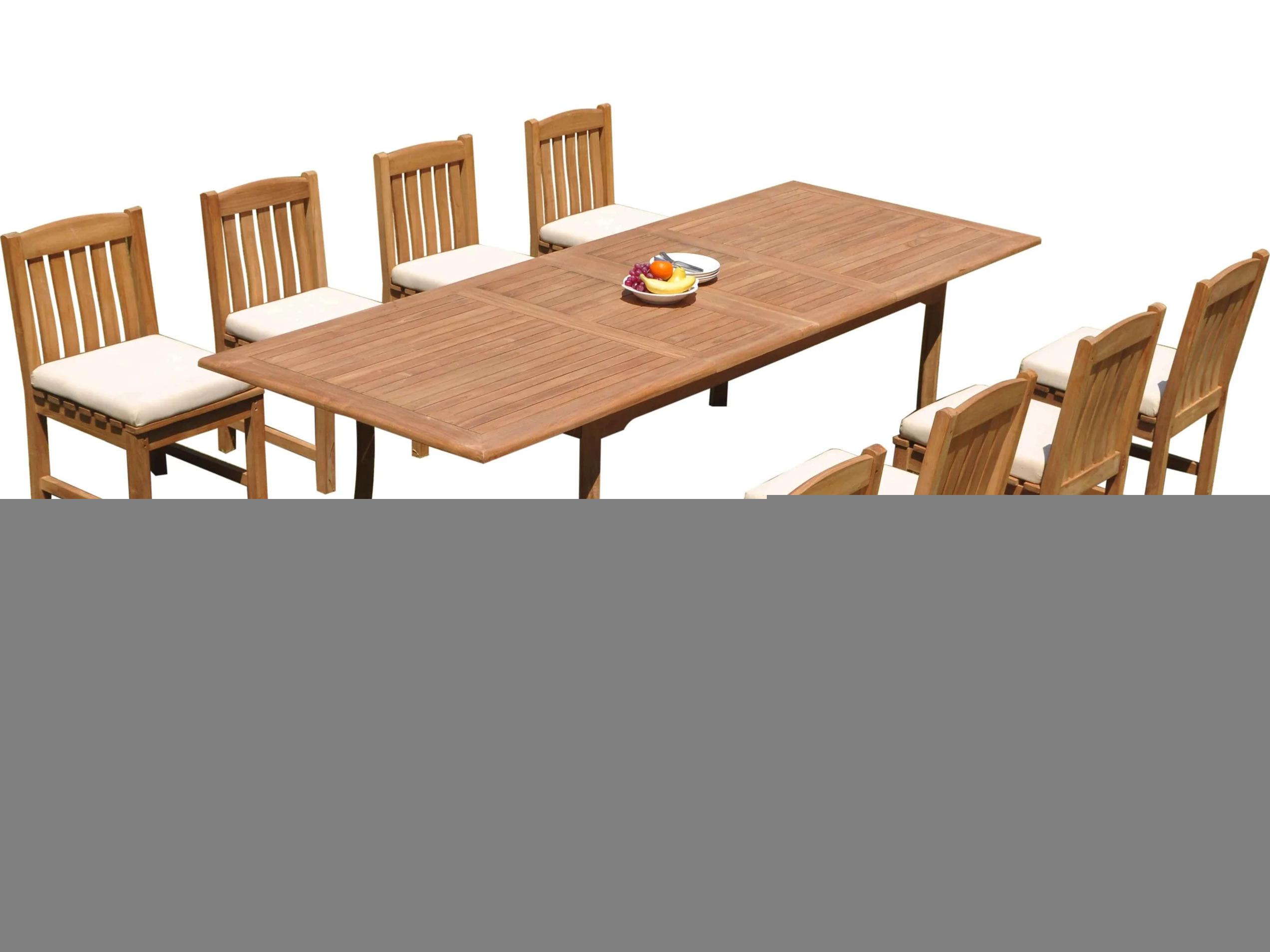 Teak Smith 9 Pieces 117" Large Double Rectangular Dining Set