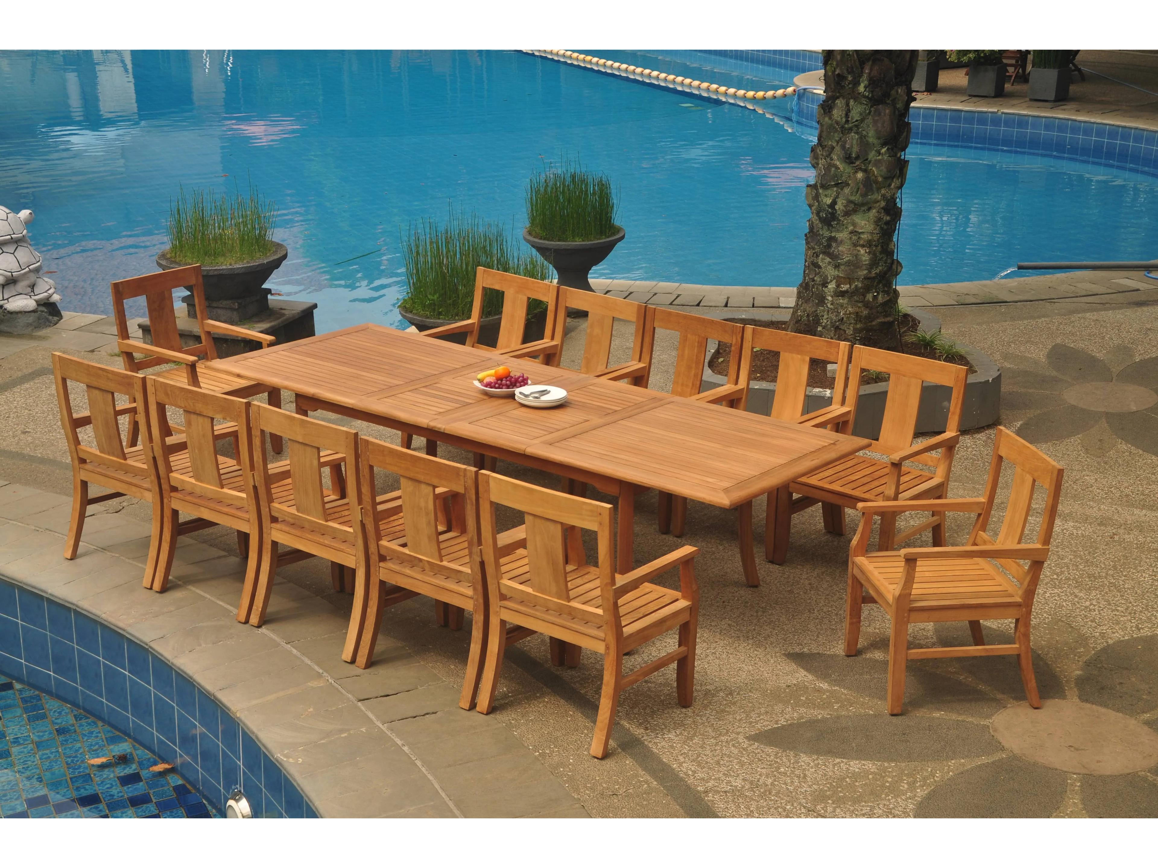 Teak Smith 13 Pieces 117" Large Double Rectangular Dining Set