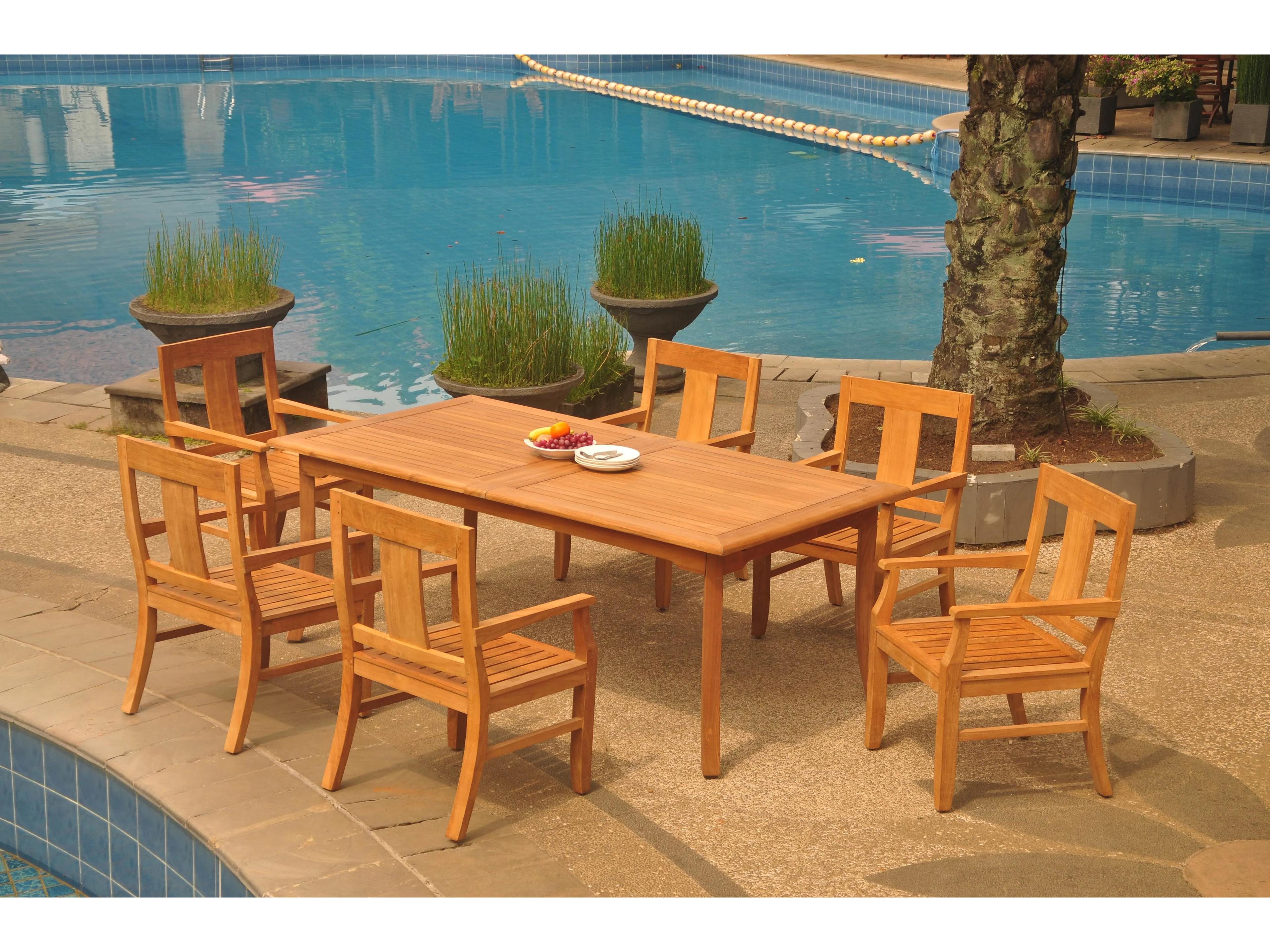 Teak Smith 7 Pieces 117" Large Double Rectangular Dining Set