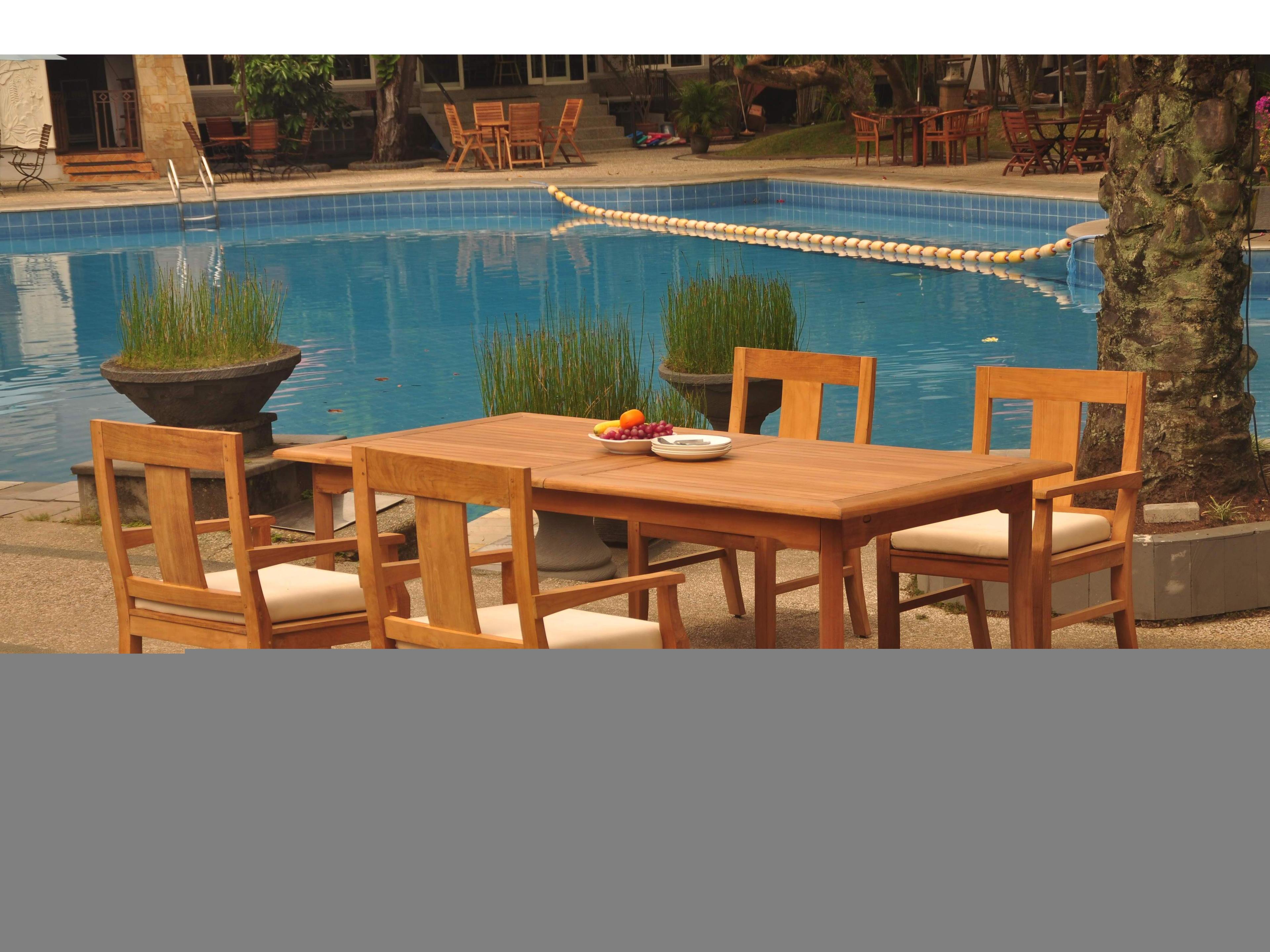 Teak Smith 5 Pieces 117" Large Double Rectangular Dining Set