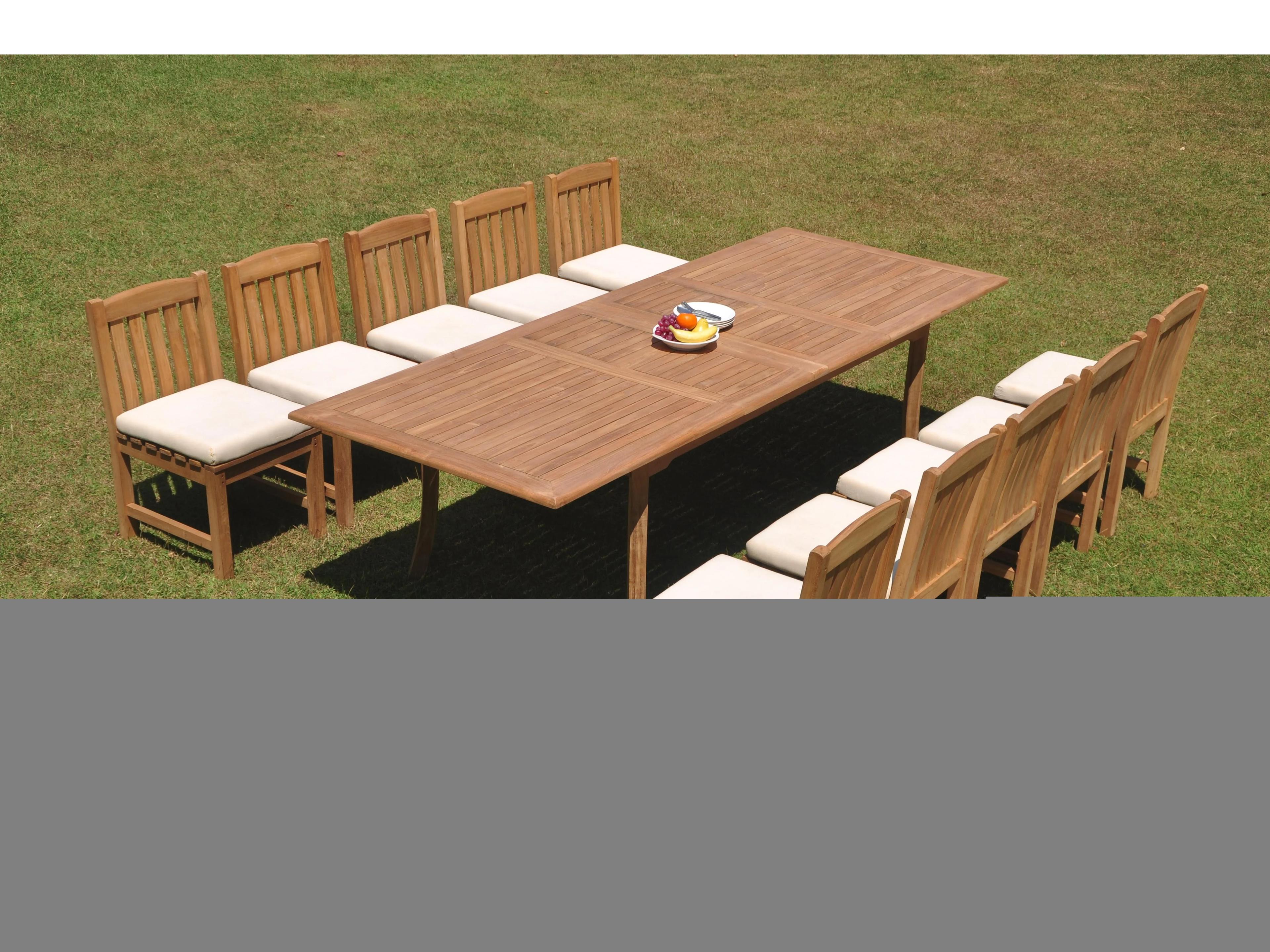 Teak Smith 11 Pieces 117" Large Double Rectangular Dining Set