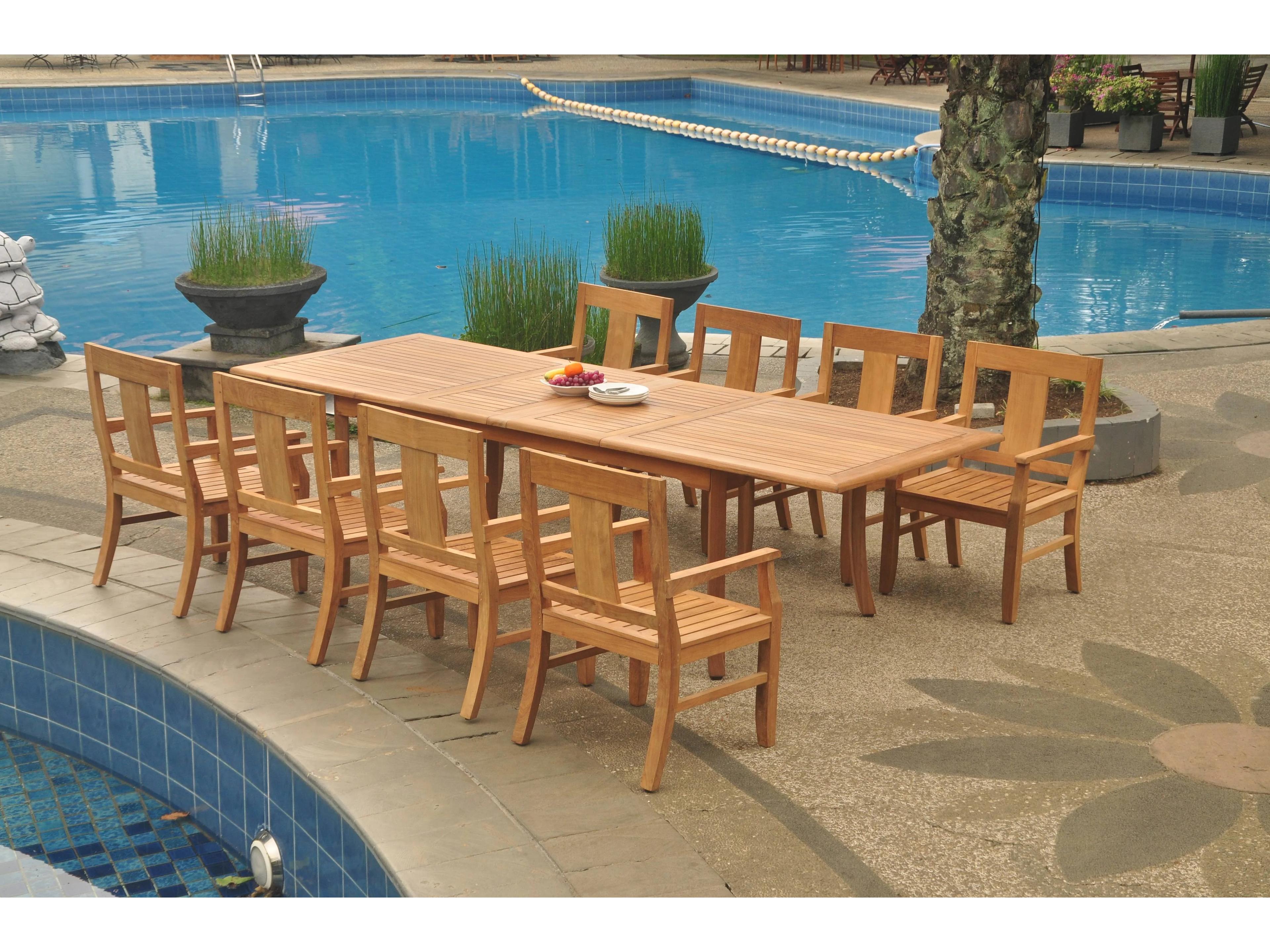 Teak Smith 9 Pieces 117" Large Double Rectangular Dining Set