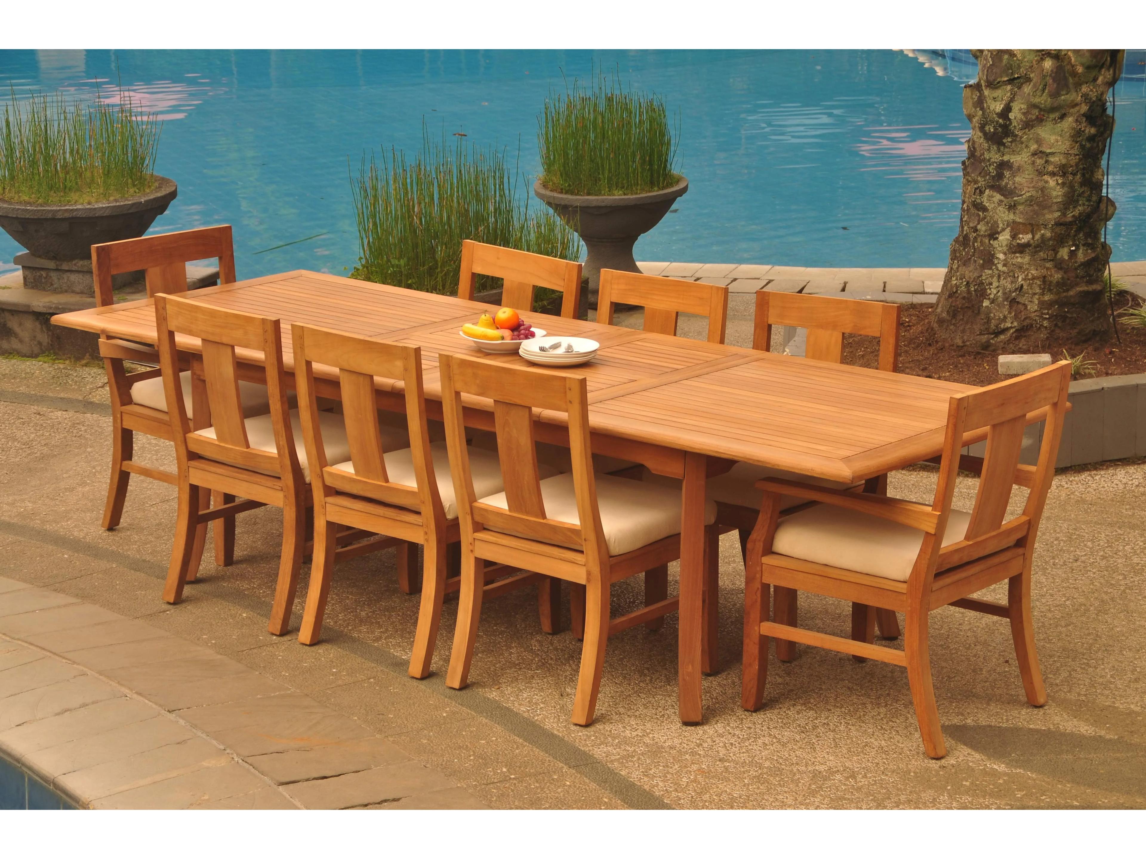 Teak Smith 9 Pieces 117" Large Double Rectangular Dining Set