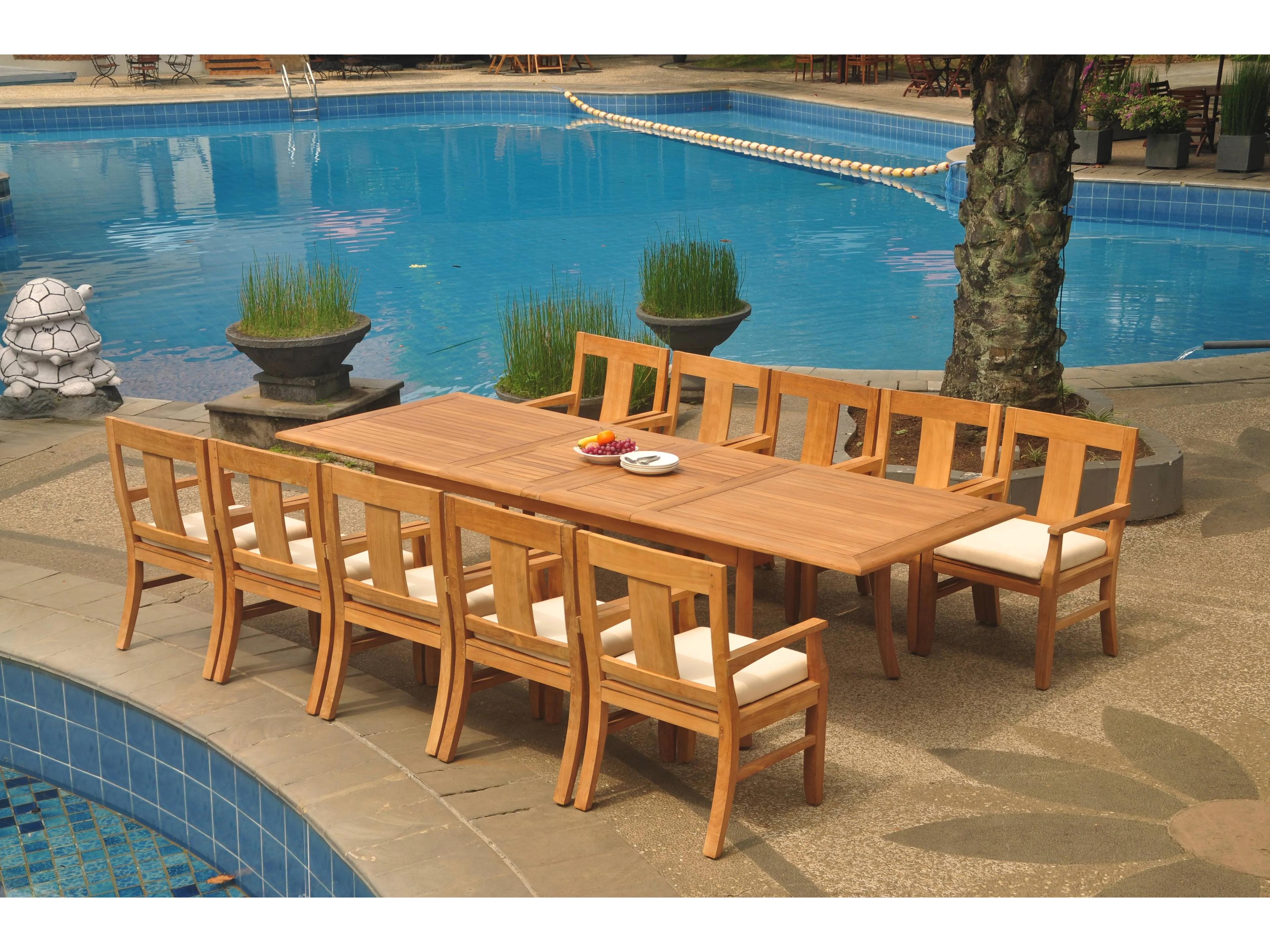 Teak Smith 11 Pieces 117" Large Double Rectangular Dining Set