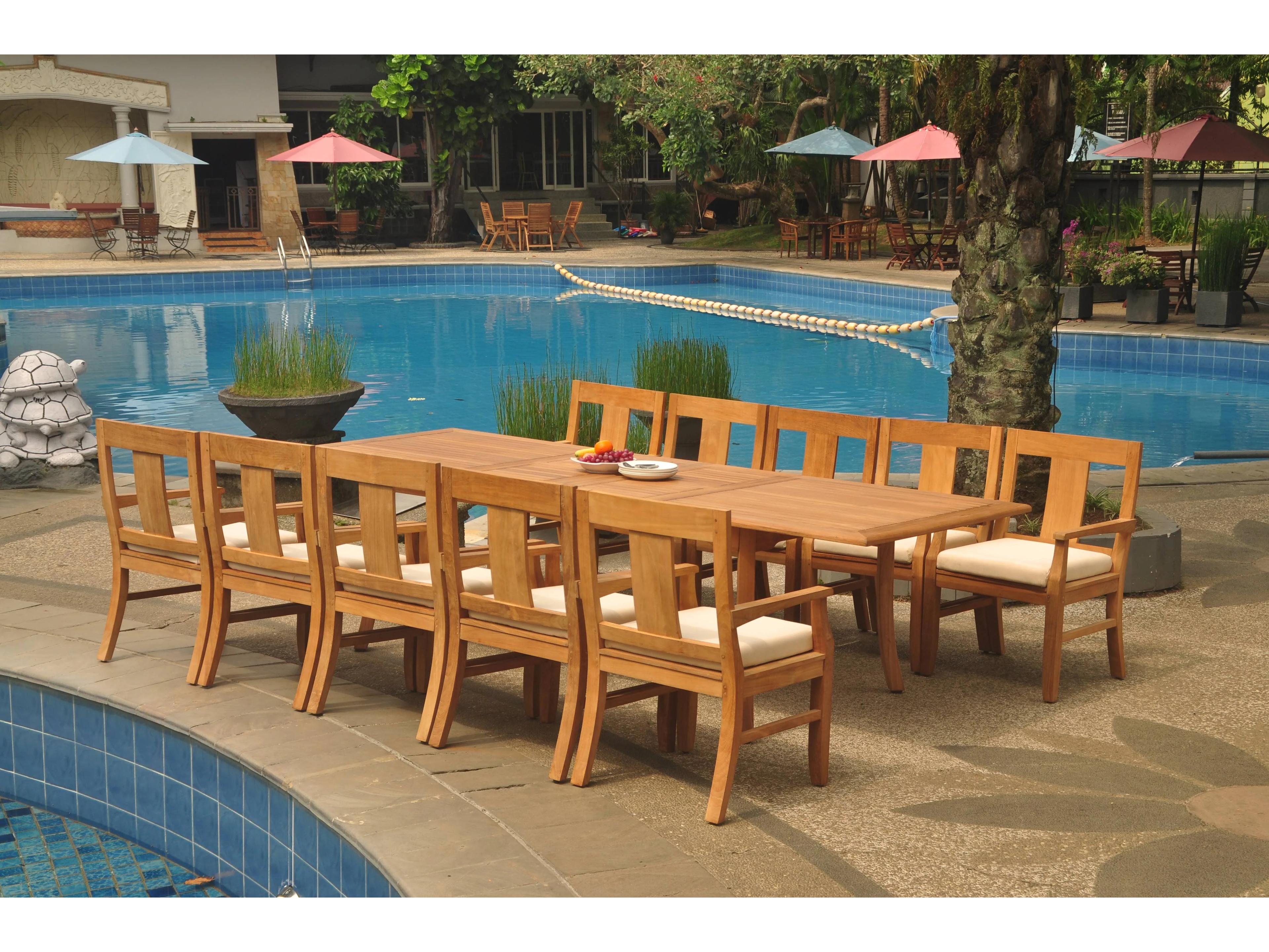 Teak Smith 11 Pieces 117" Large Double Rectangular Dining Set