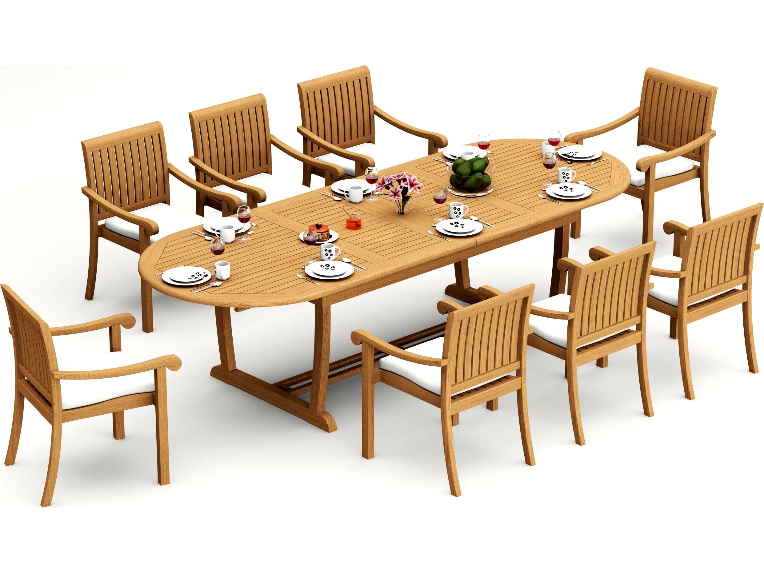 Teak Smith 9 Pieces 118" Oval Dining Set
