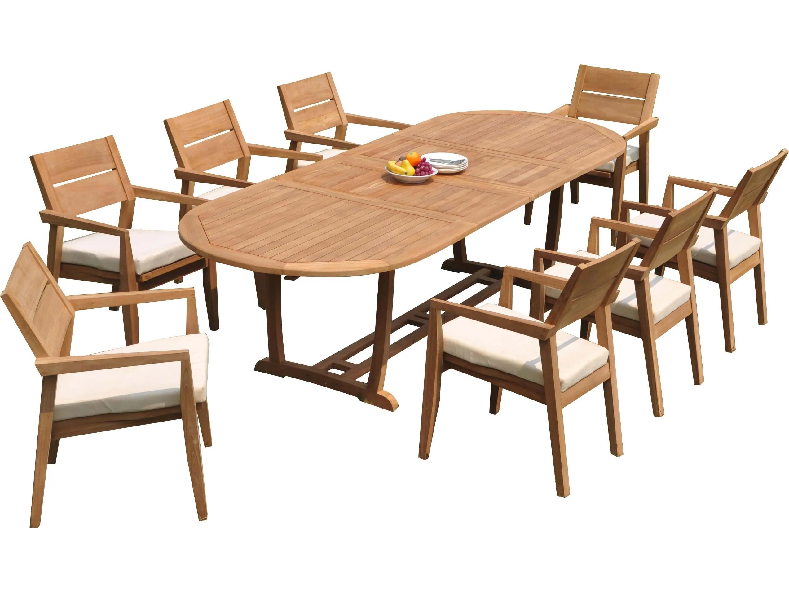 Teak Smith 9 Pieces 118" Oval Dining Set