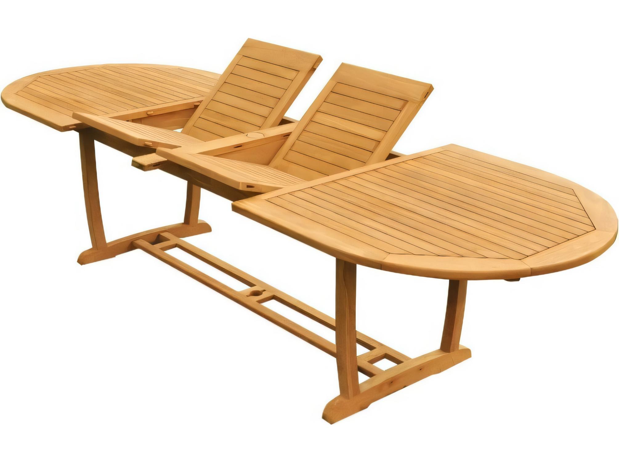 Teak Smith Mas 118" Oval Dining Table with Umbrella Hole