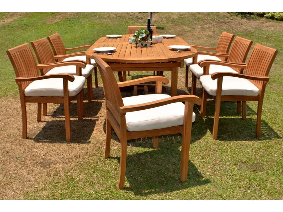 Teak Smith 9 Pieces 118" Oval Dining Set