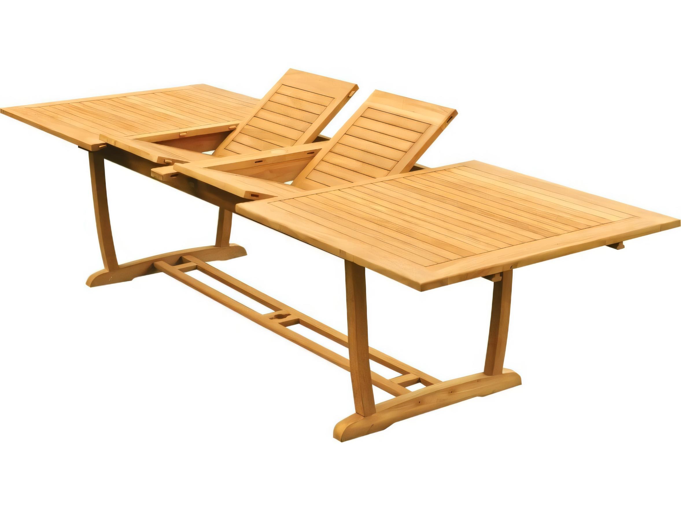 Teak Smith Mas 118" Rectangular Dining Table with Umbrella Hole