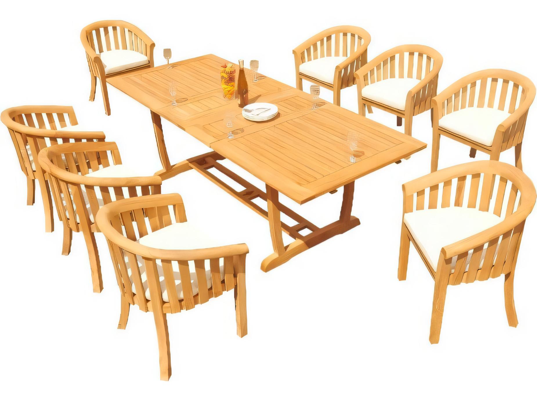 Teak Smith Mas 118" Rectangular Dining Table with Umbrella Hole