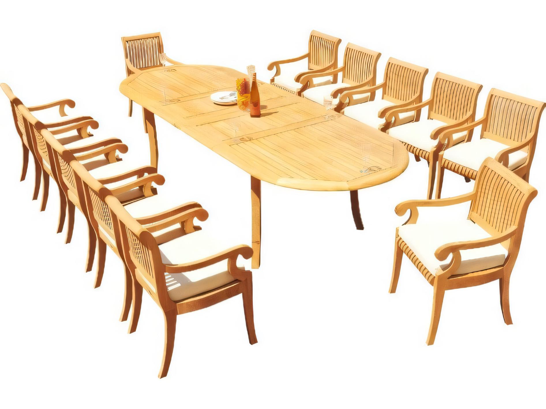 Teak Smith 118" Oval Dining Table with Umbrella Hole