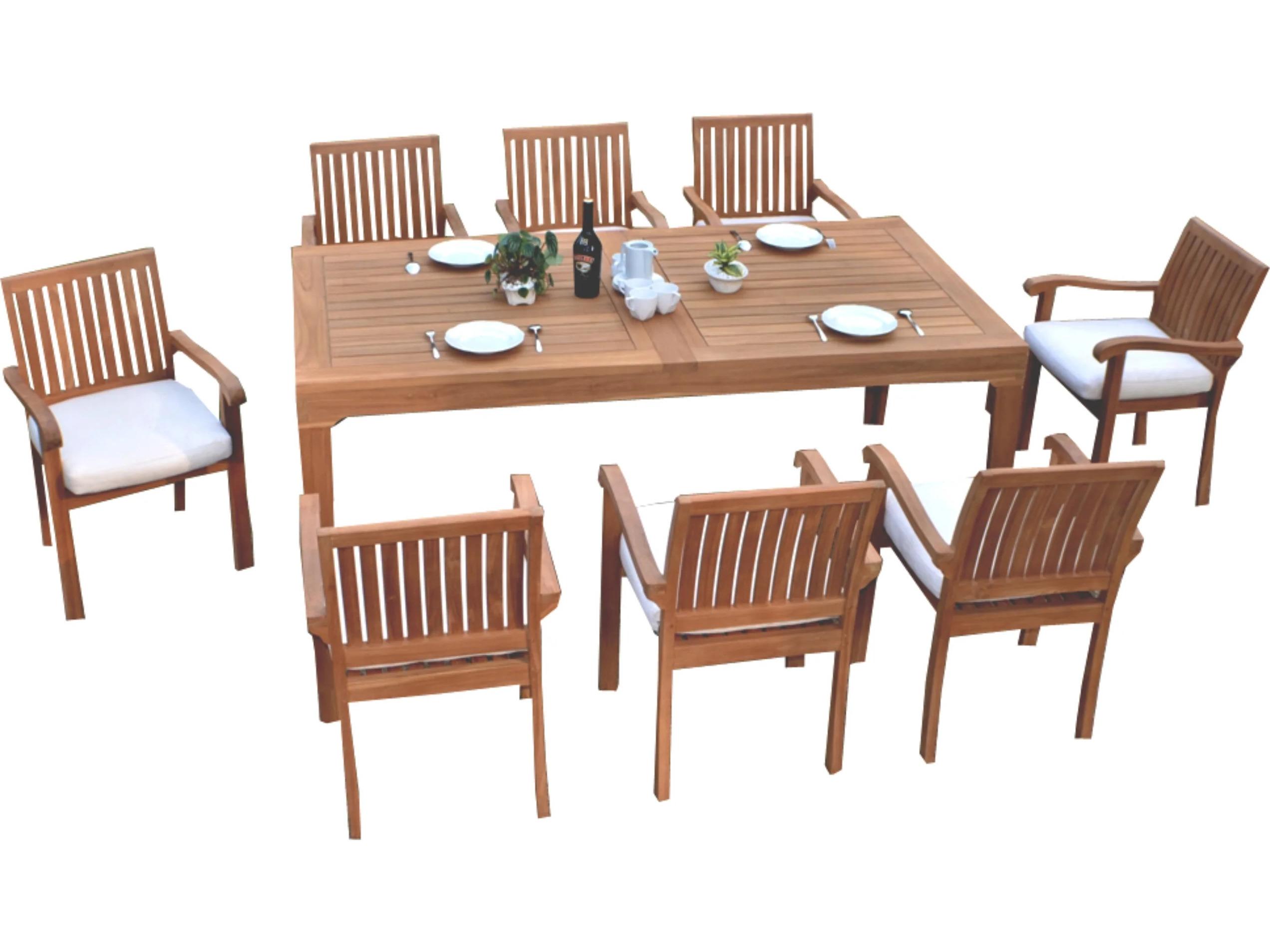 Teak Smith 9 Pieces Caranas 122" Rectangular Dining Set