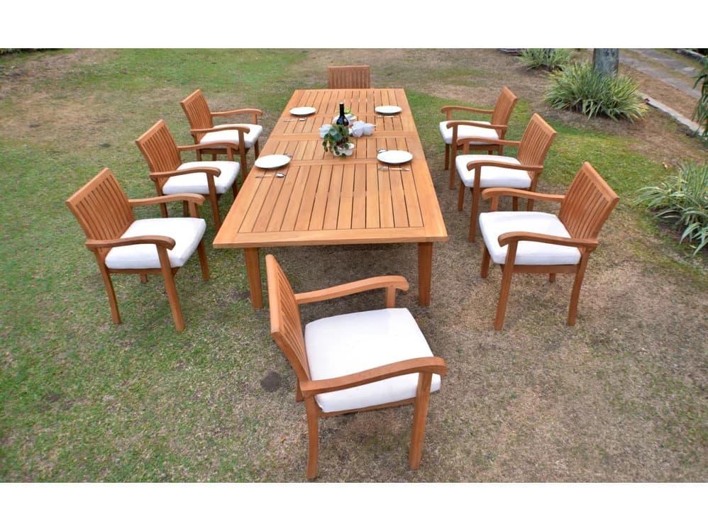 Teak Smith 9 Pieces 122" Rectangular Dining Set