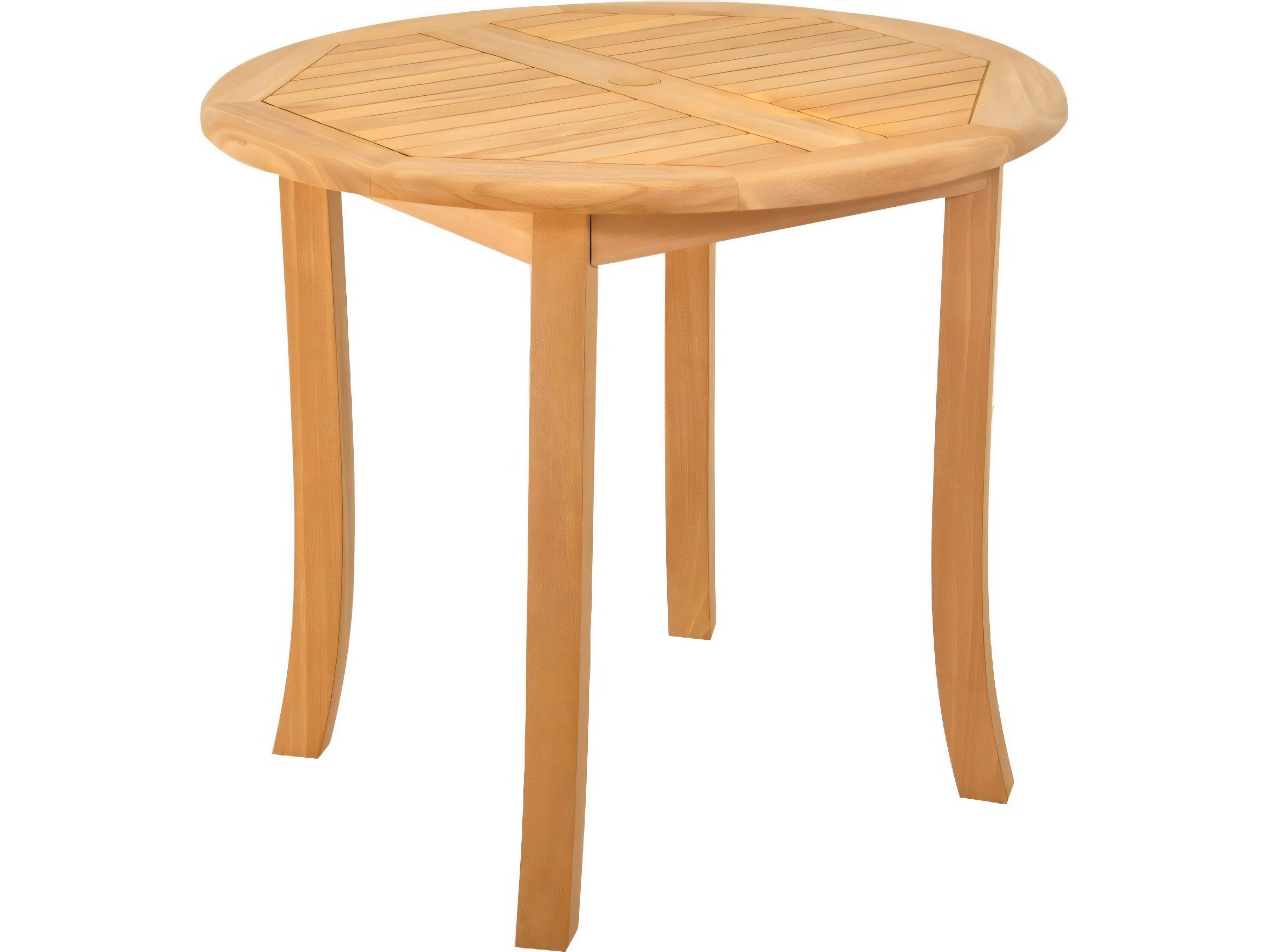 Teak Smith 36" Round Dining Table with Umbrella Hole