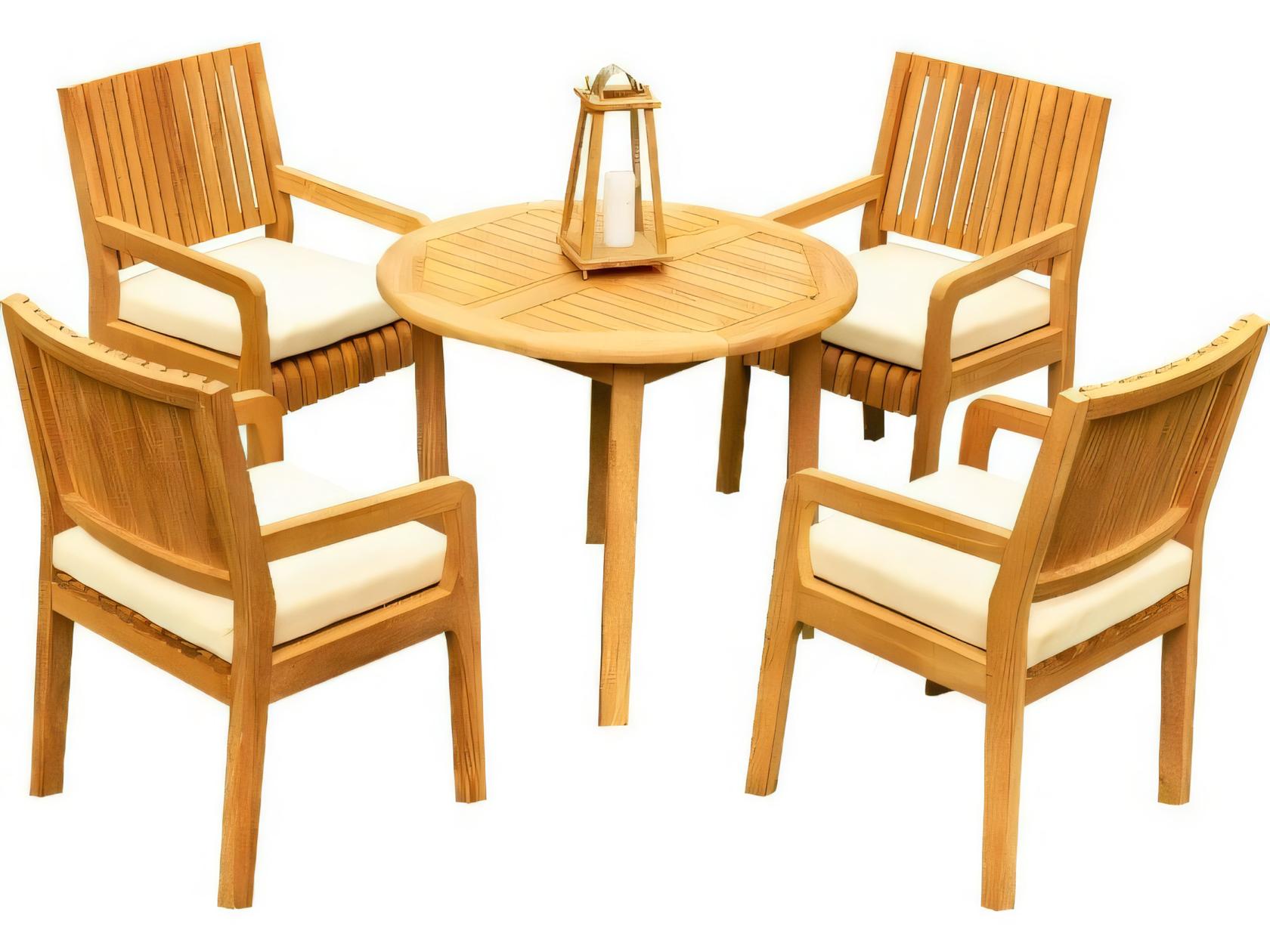 Teak Smith 36" Round Dining Table with Umbrella Hole