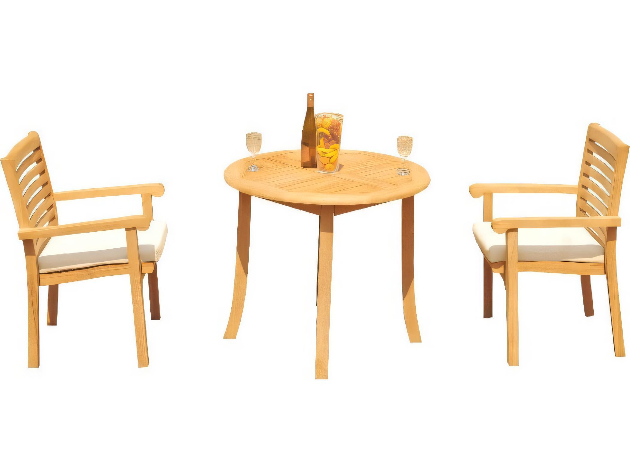 Teak Smith 36" Round Dining Table with Umbrella Hole