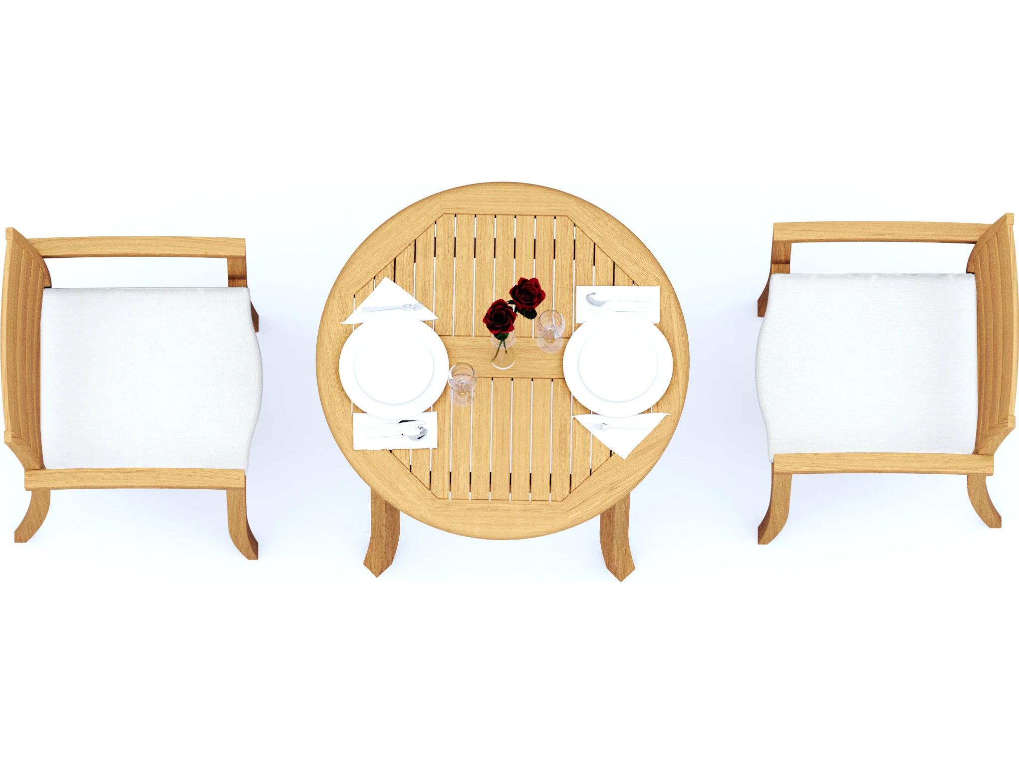 Teak Smith 3 Pieces 36" Round Dining Set