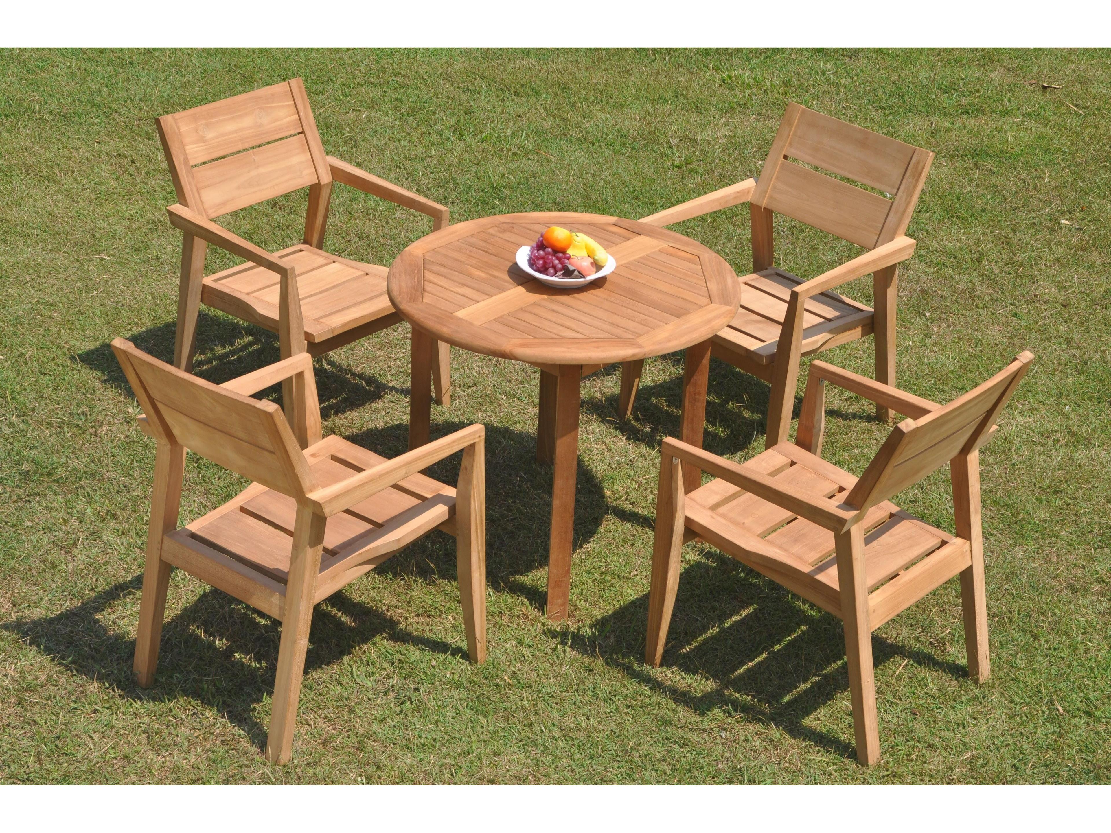Teak Smith 5 Pieces 36" Round Dining Set