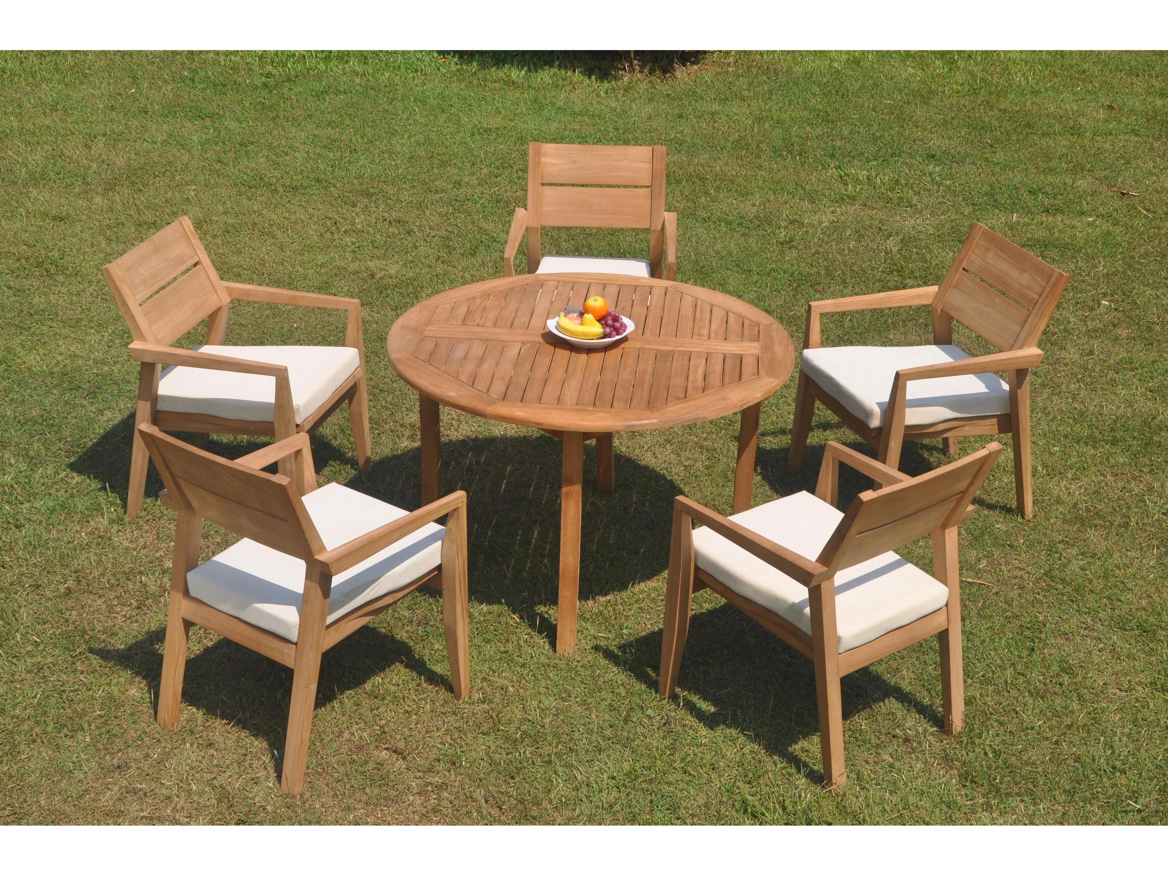 Teak Smith 6 Pieces 48" Round Fixed Dining Set