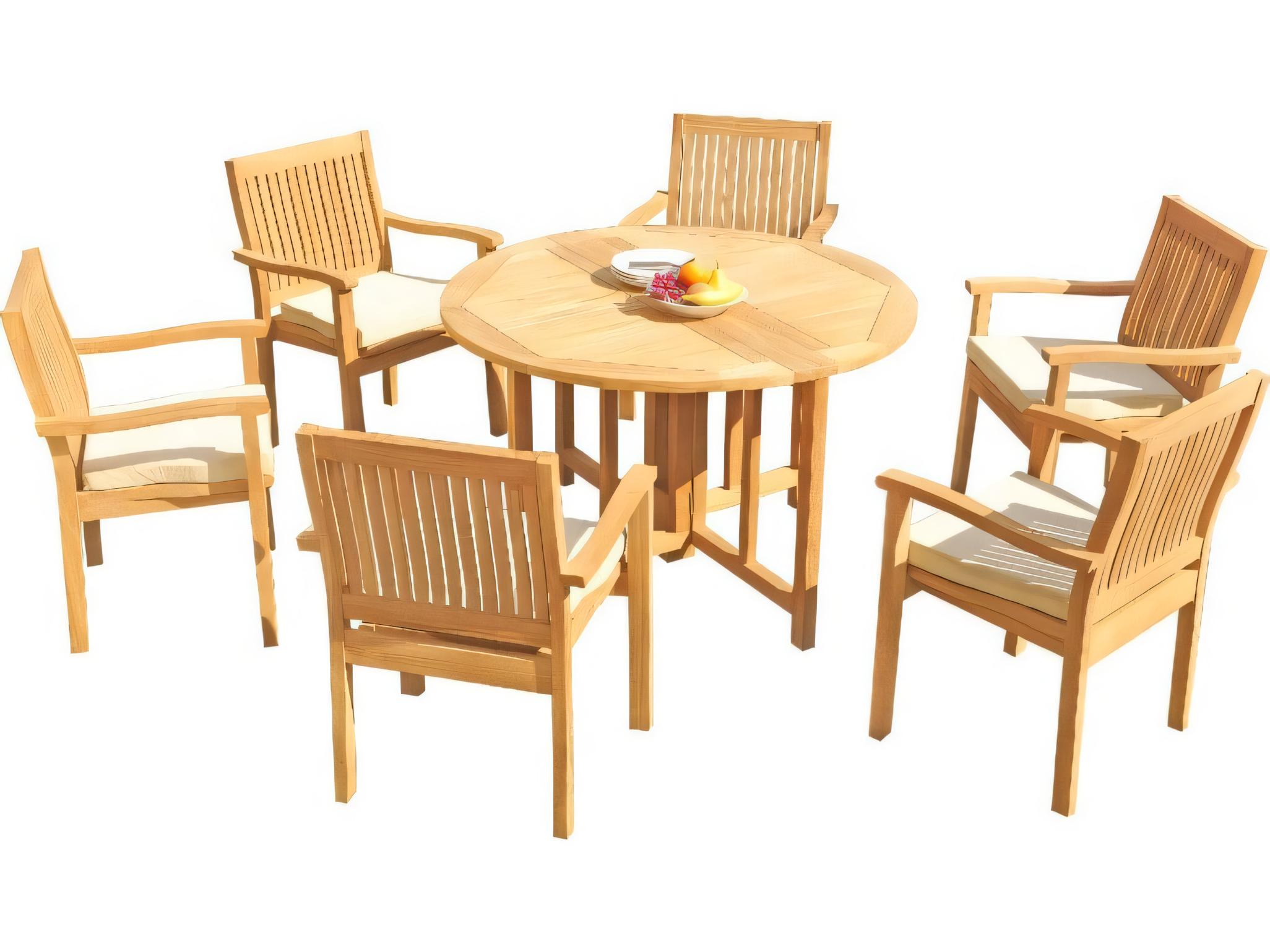 Teak Smith 48" Round Butterfly Dining Table