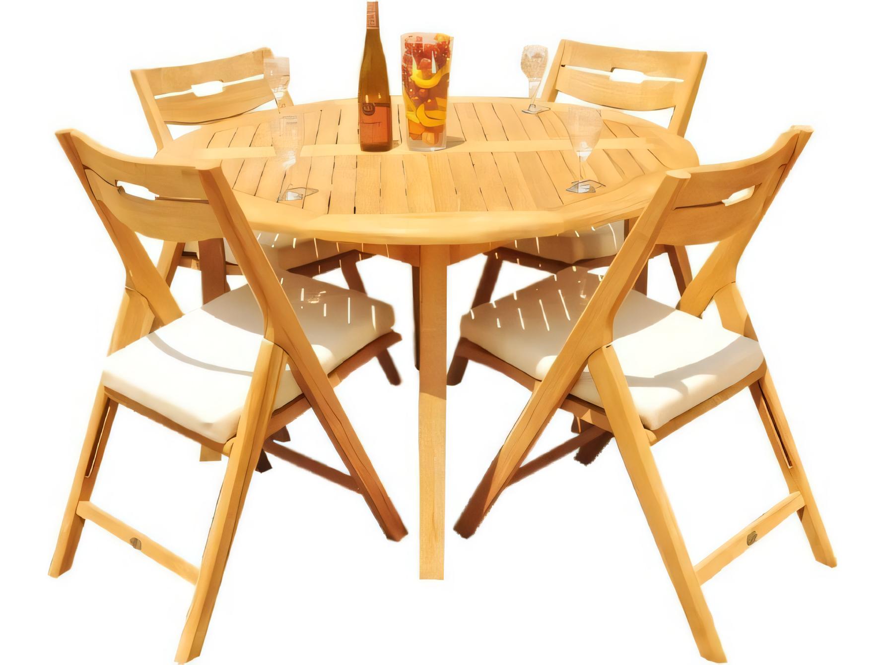 Teak Smith 48" Round Dining Table with Umbrella Hole