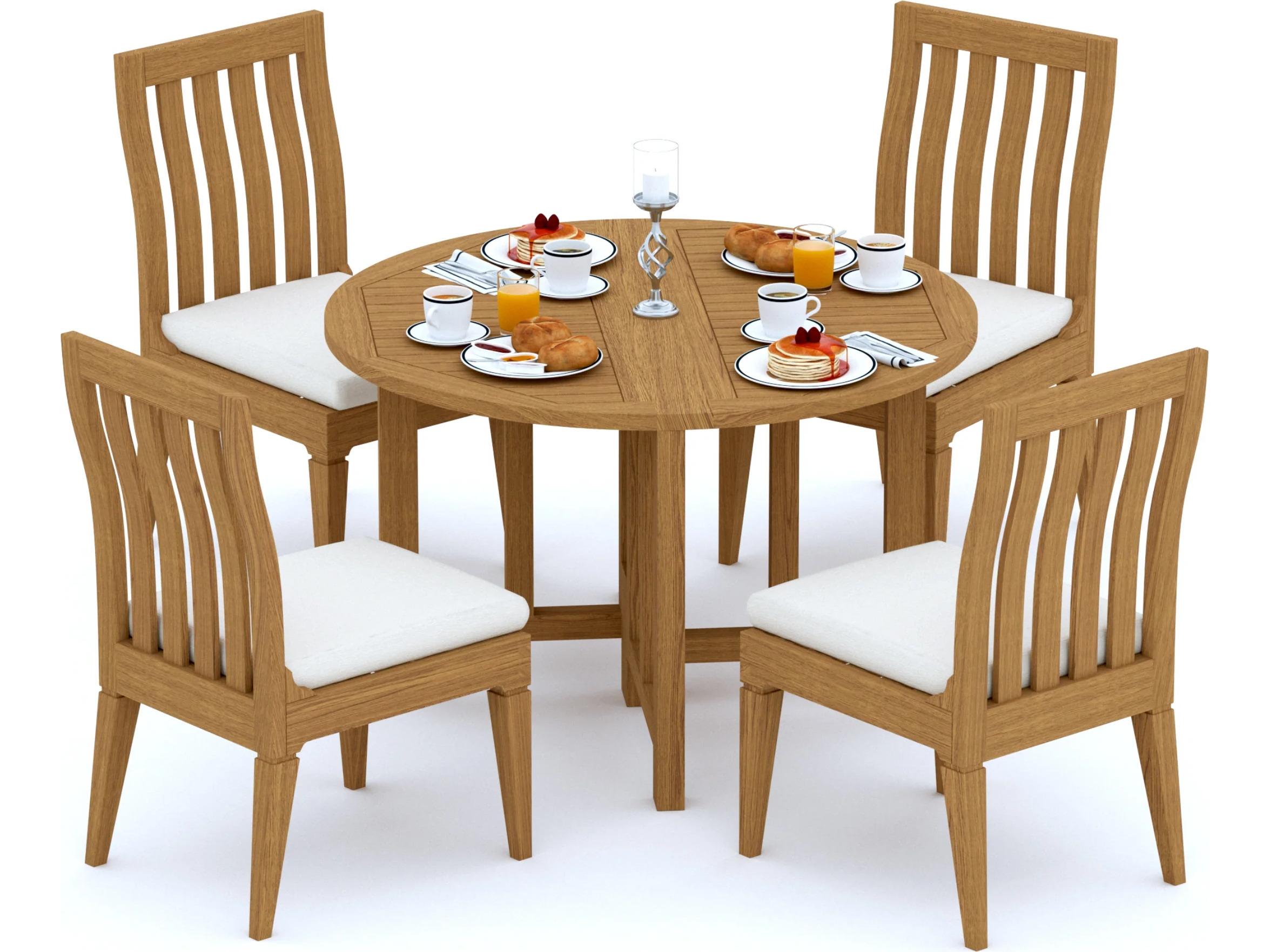 Teak Smith 5 Pieces 48" Round Butterfly Dining Set