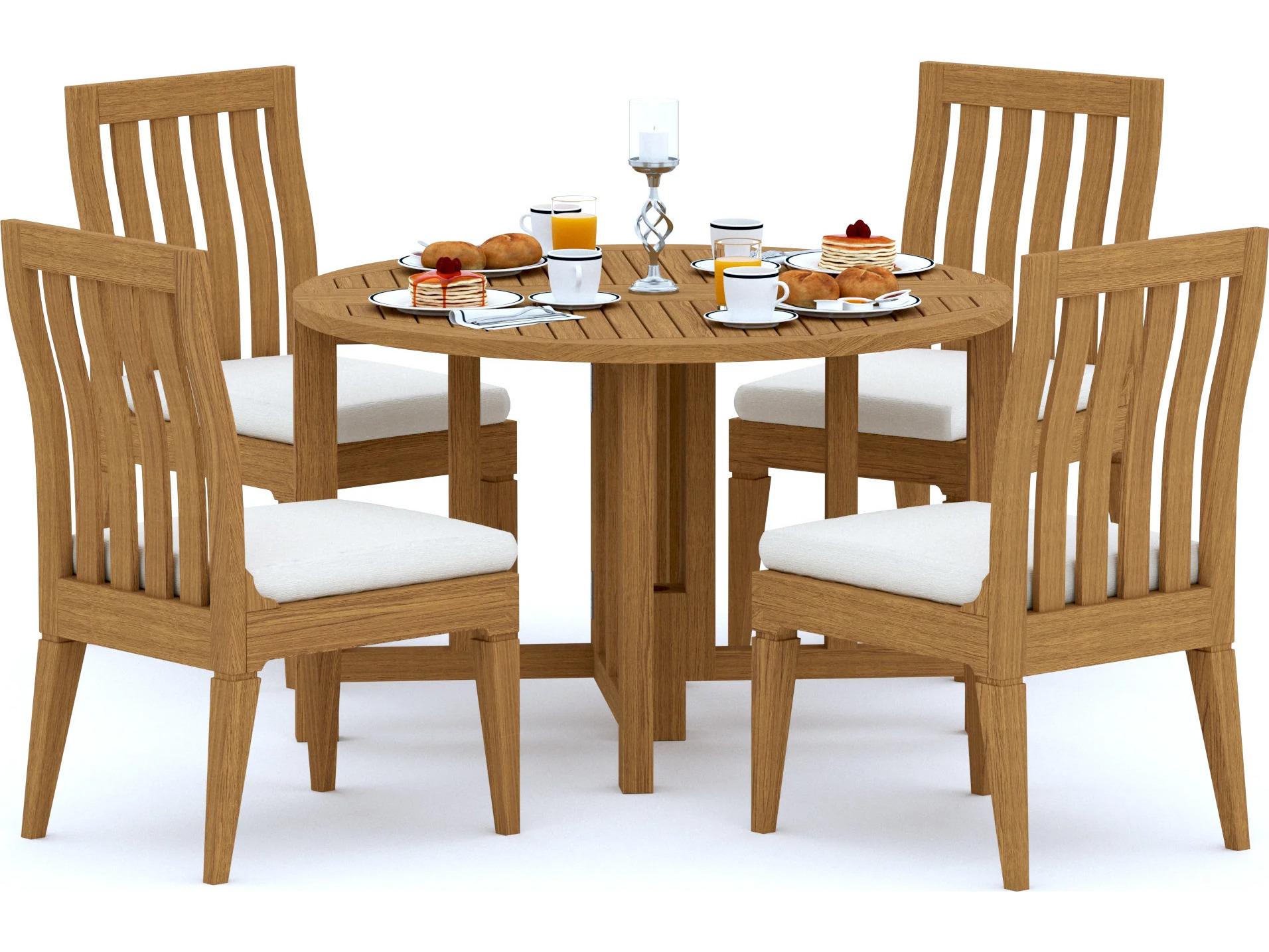 Teak Smith 5 Pieces 48" Round Butterfly Dining Set