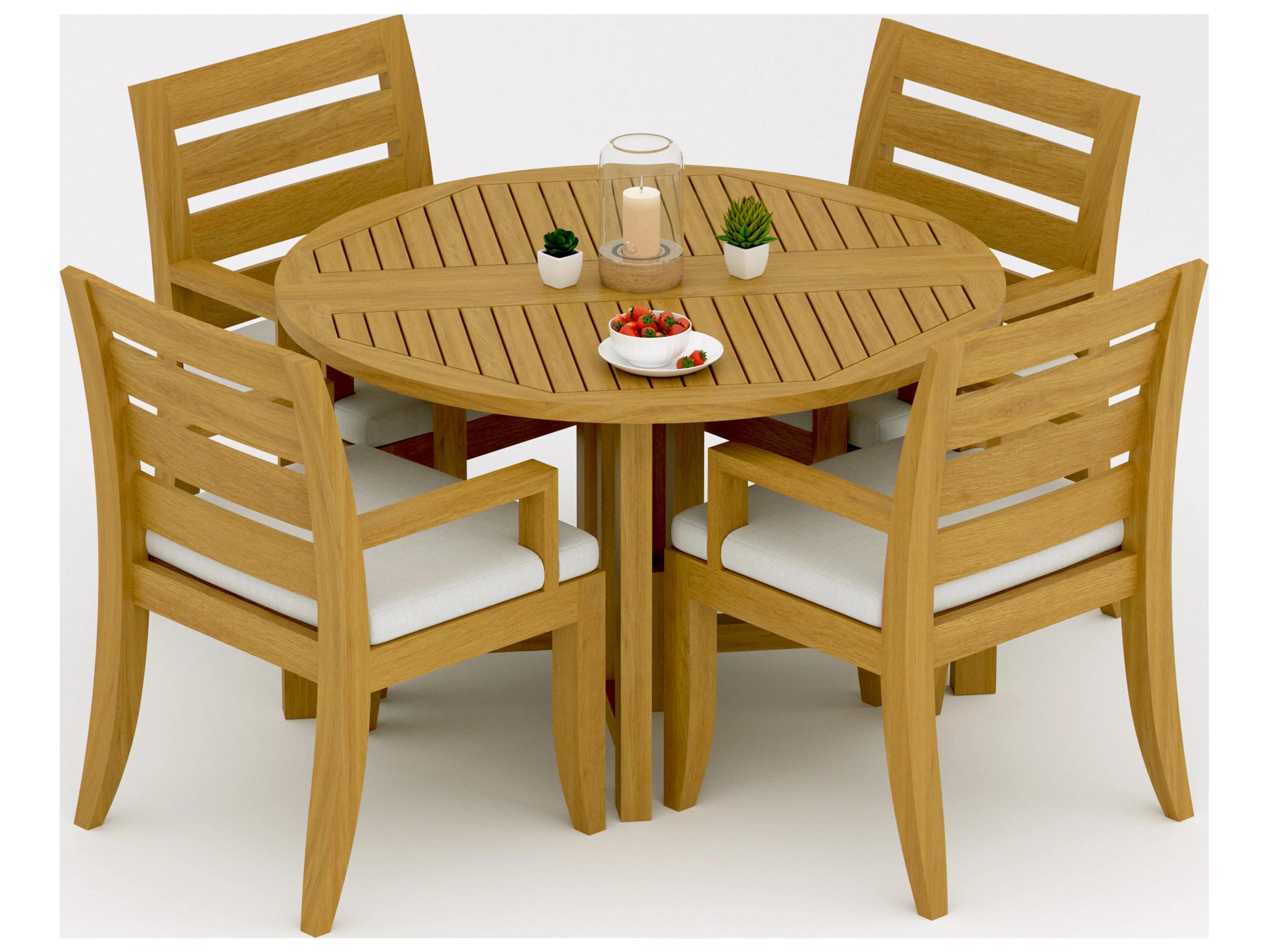 Teak Smith 5 Pieces 48" Round Butterfly Dining Set