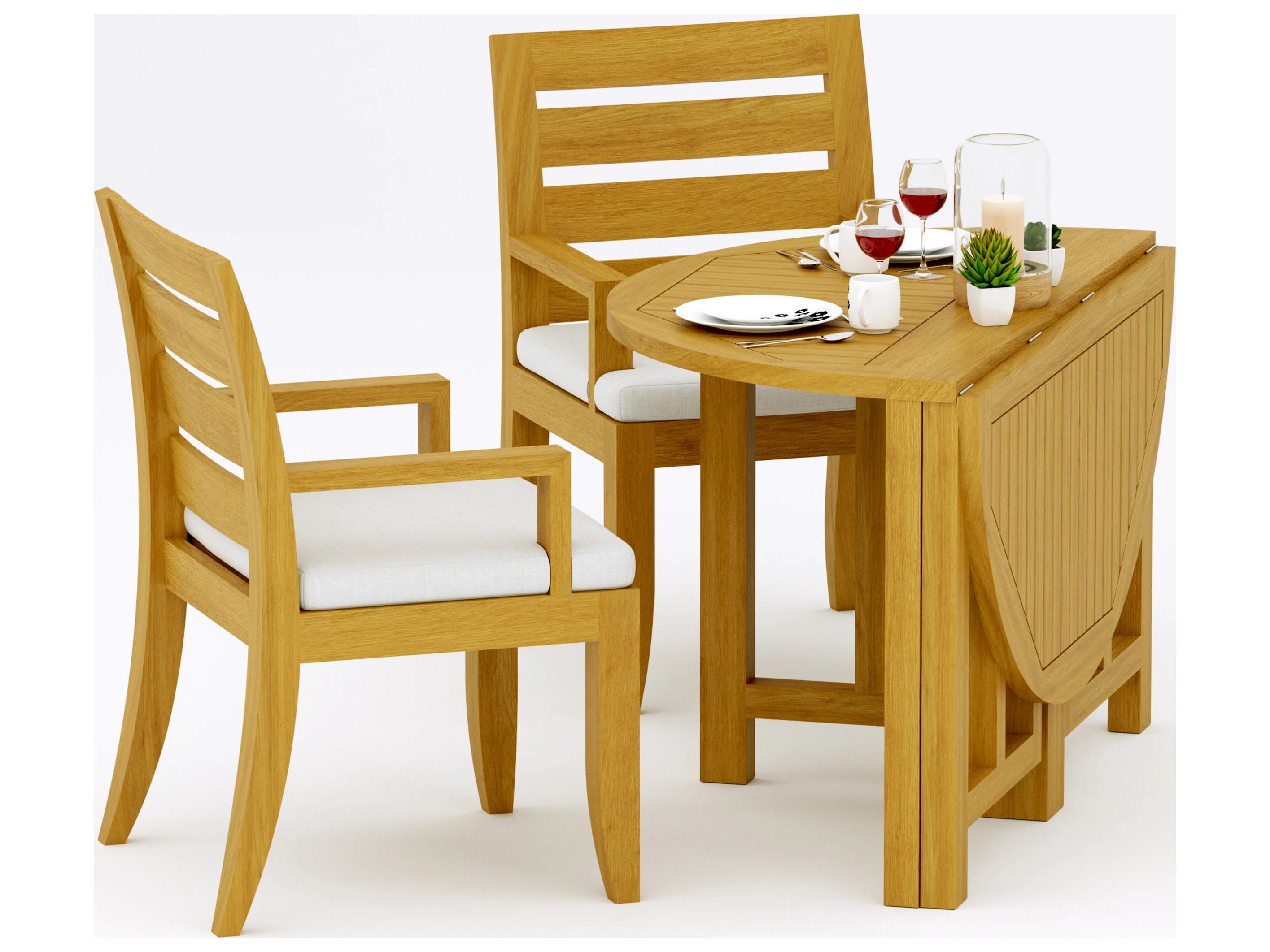 Teak Smith 3 Pieces 48" Round Butterfly Dining Set