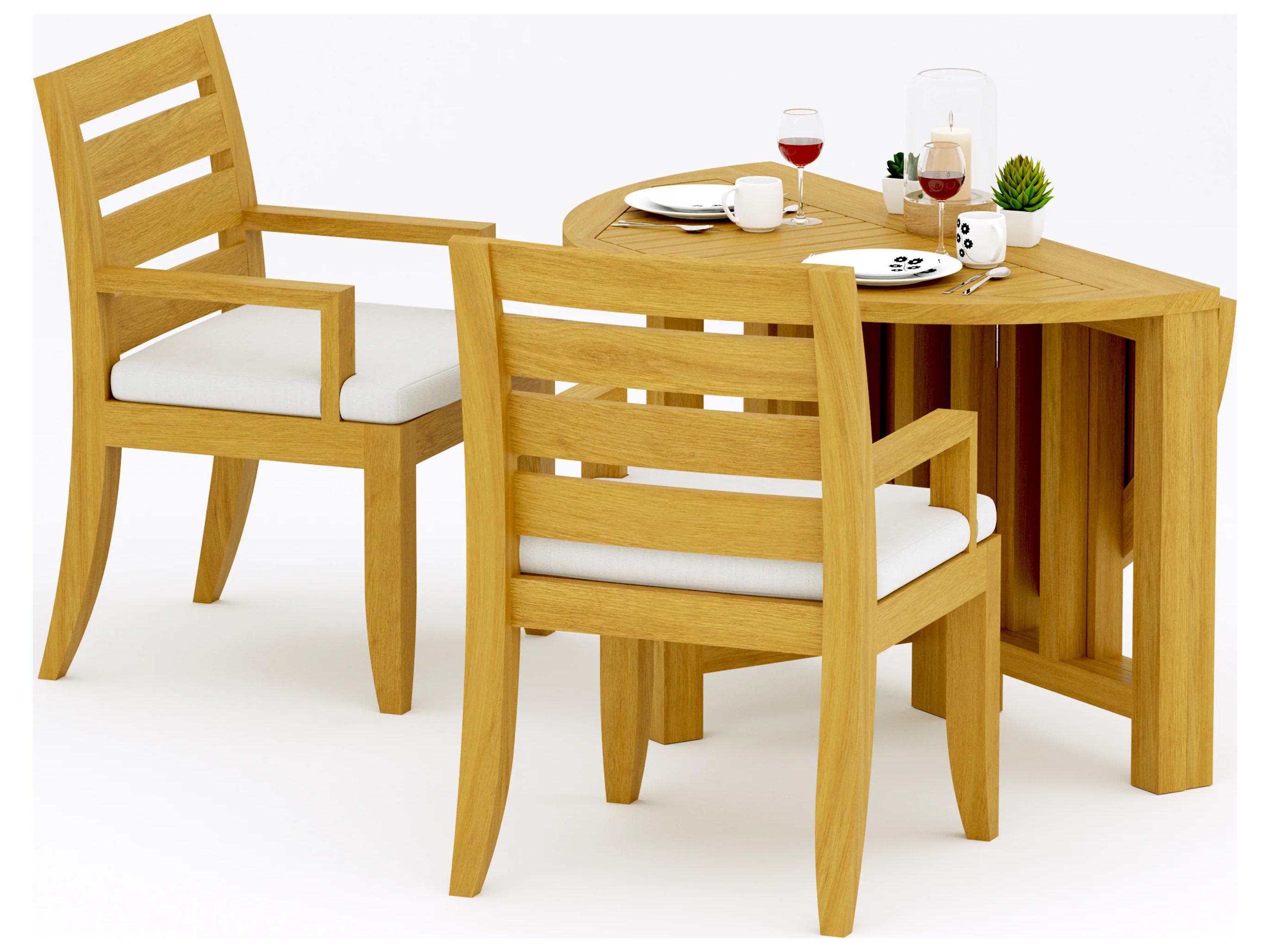 Teak Smith 3 Pieces 48" Round Butterfly Dining Set
