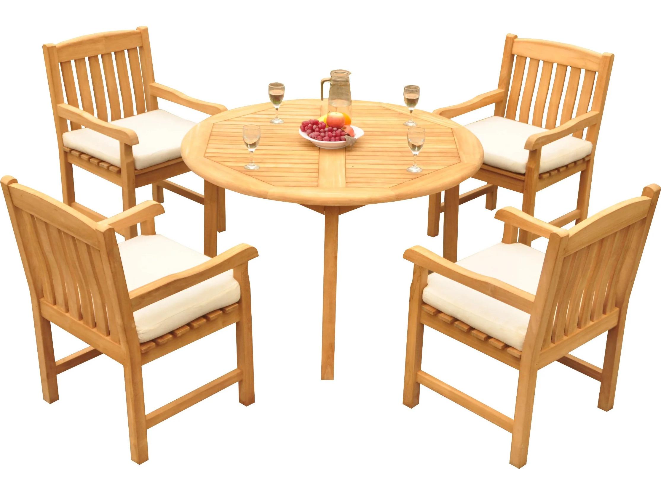 Teak Smith 5 Pieces 48" Round Dining Set