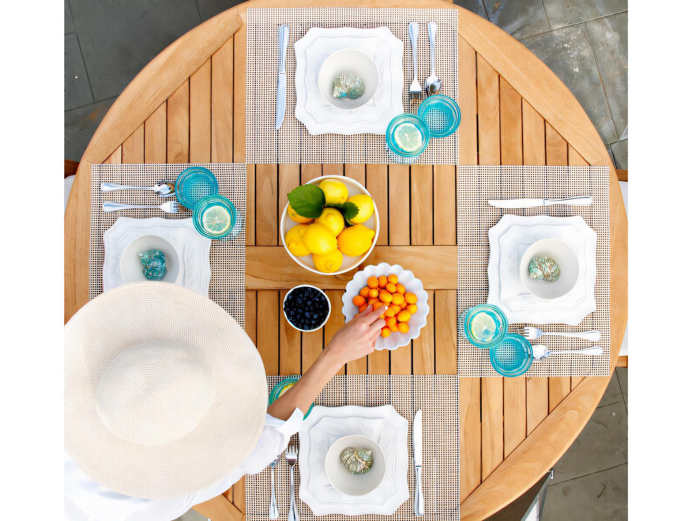 Teak Smith 52" Round Dining Table with Umbrella Hole